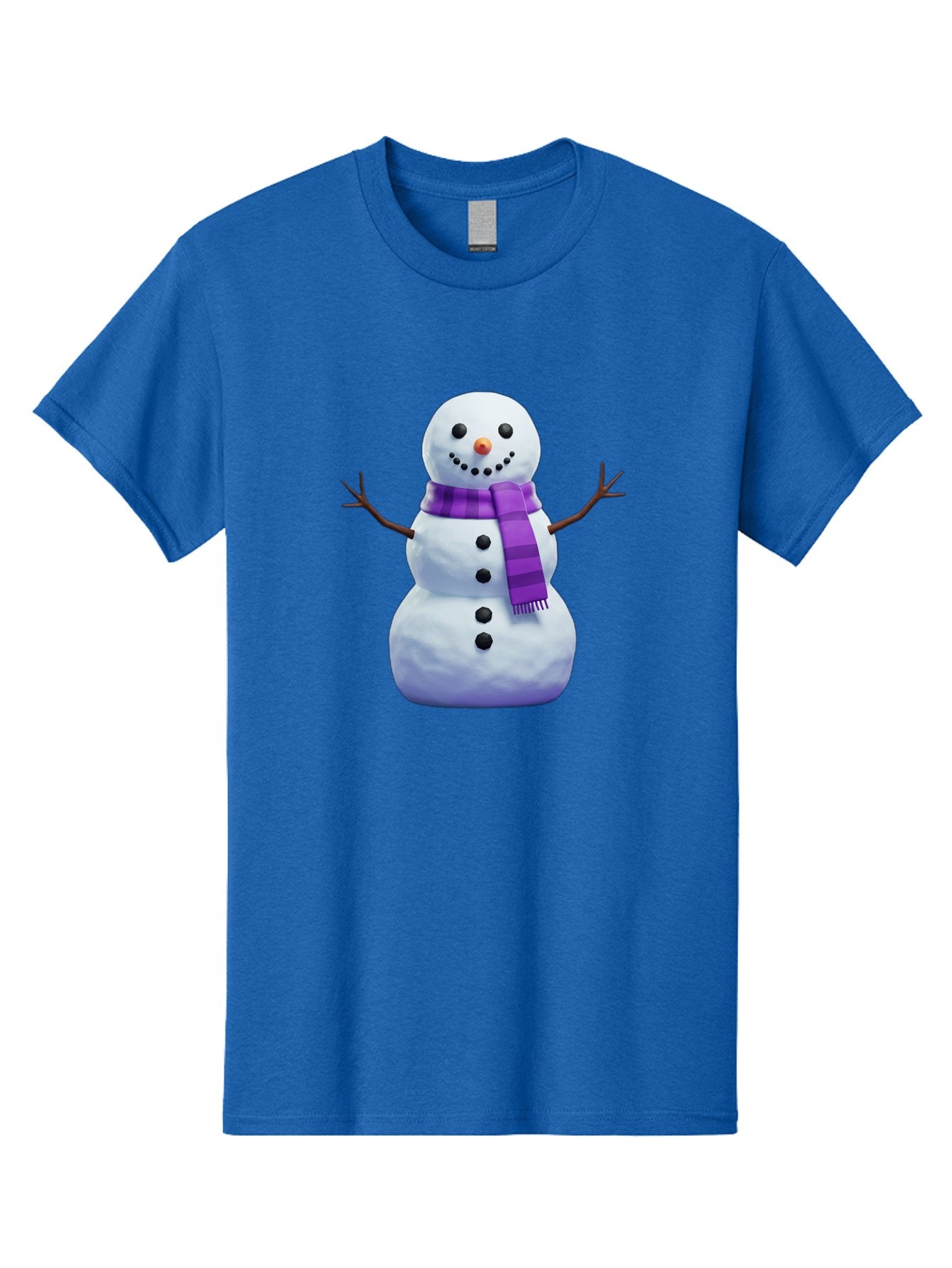 Snowman-5 Men'S Graphic Tee, 100% Cotton, Comfortable Casual Summer Wear, Machine Washable, Snowman With Purple Scarf, Winter Character, Festive Decoration, Cartoon Snowman, Holiday Theme, Snowman Illustration, Winter Wonderland, Bac441 12