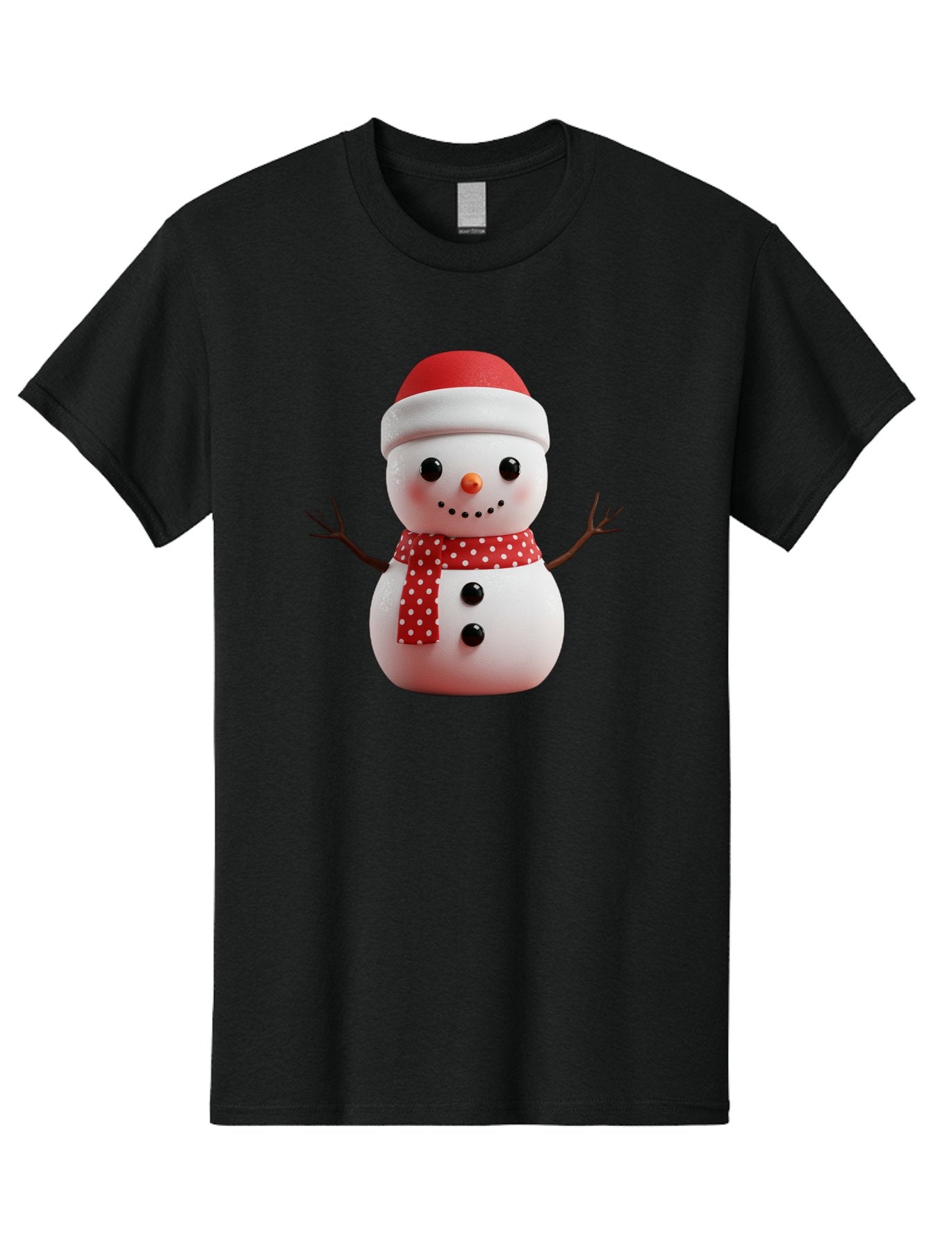 Snowman Men'S Graphic Tee, 100% Cotton, Comfortable Casual Summer Wear, Machine Washable, Snowman Figurine, Winter Decoration, Festive Snowman, Holiday Character, Red Scarf, White Polka Dots, Christmas Ornament, Snowman Charm, Bac445 8