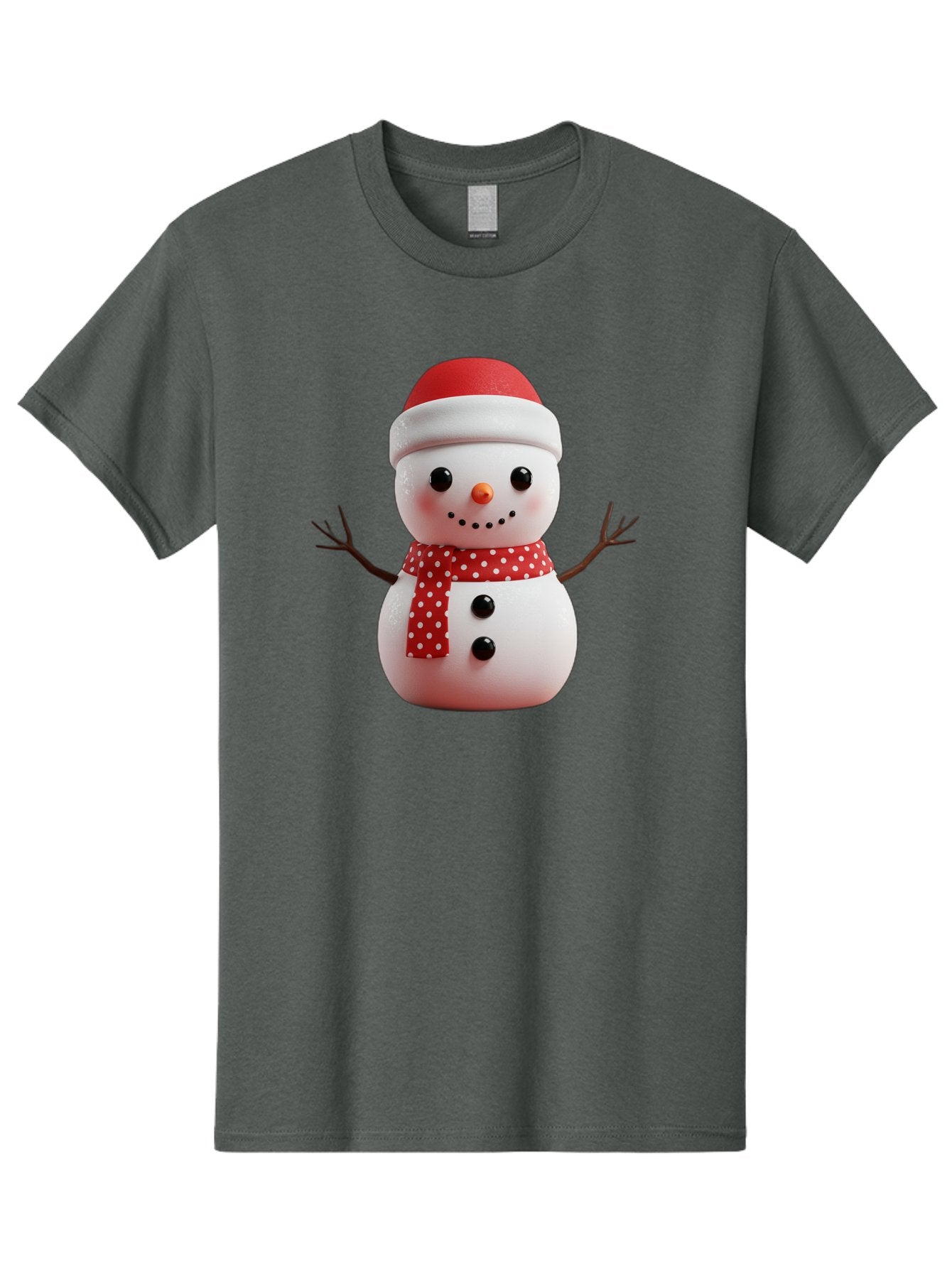 Snowman Men'S Graphic Tee, 100% Cotton, Comfortable Casual Summer Wear, Machine Washable, Snowman Figurine, Winter Decoration, Festive Snowman, Holiday Character, Red Scarf, White Polka Dots, Christmas Ornament, Snowman Charm, Bac445