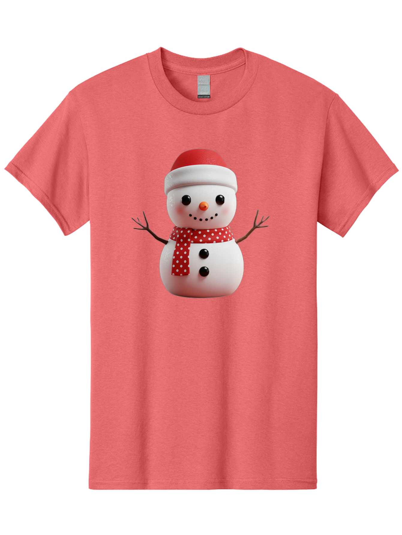 Snowman Men'S Graphic Tee, 100% Cotton, Comfortable Casual Summer Wear, Machine Washable, Snowman Figurine, Winter Decoration, Festive Snowman, Holiday Character, Red Scarf, White Polka Dots, Christmas Ornament, Snowman Charm, Bac445 4