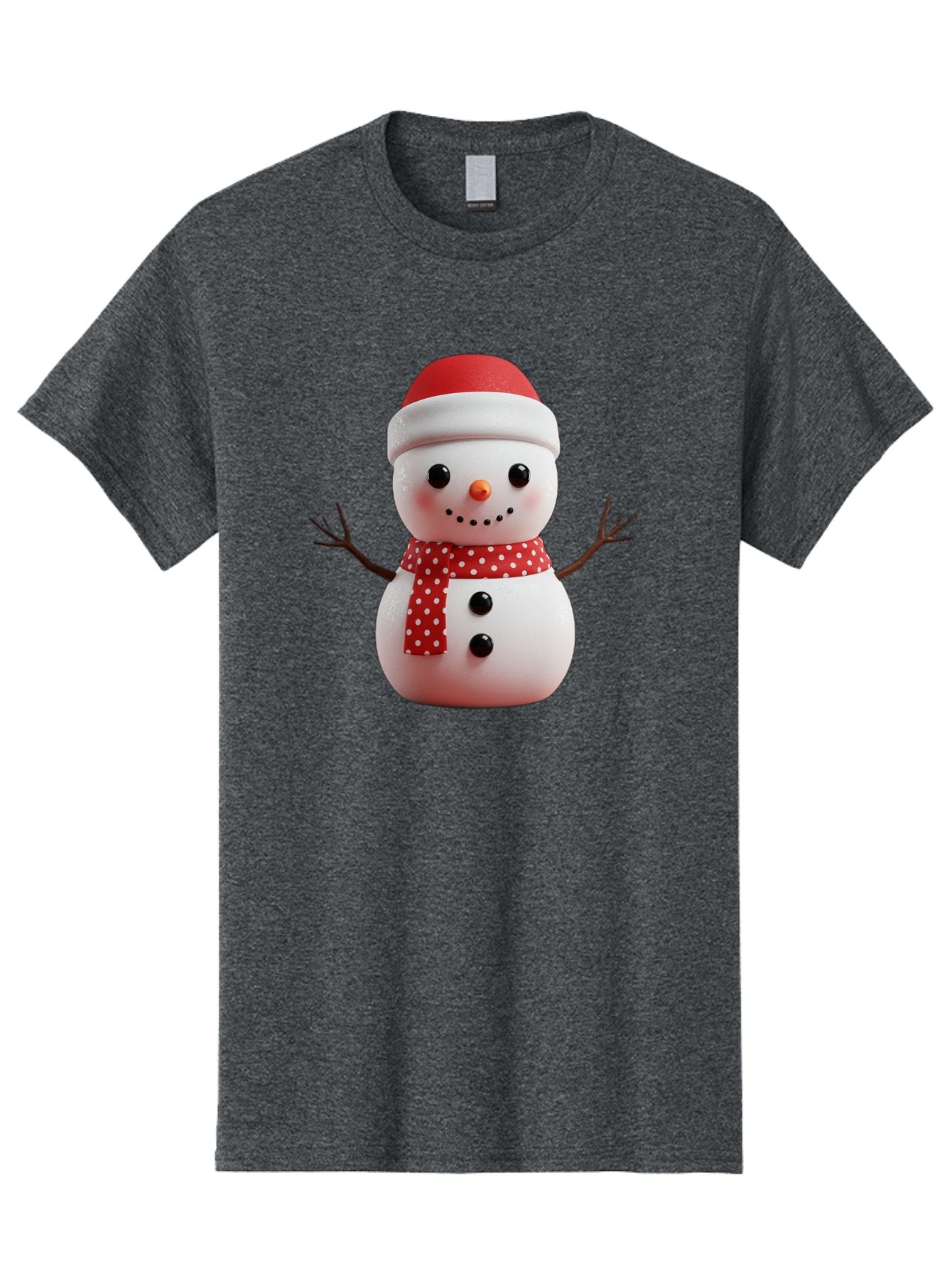 Snowman Men'S Graphic Tee, 100% Cotton, Comfortable Casual Summer Wear, Machine Washable, Snowman Figurine, Winter Decoration, Festive Snowman, Holiday Character, Red Scarf, White Polka Dots, Christmas Ornament, Snowman Charm, Bac445 15