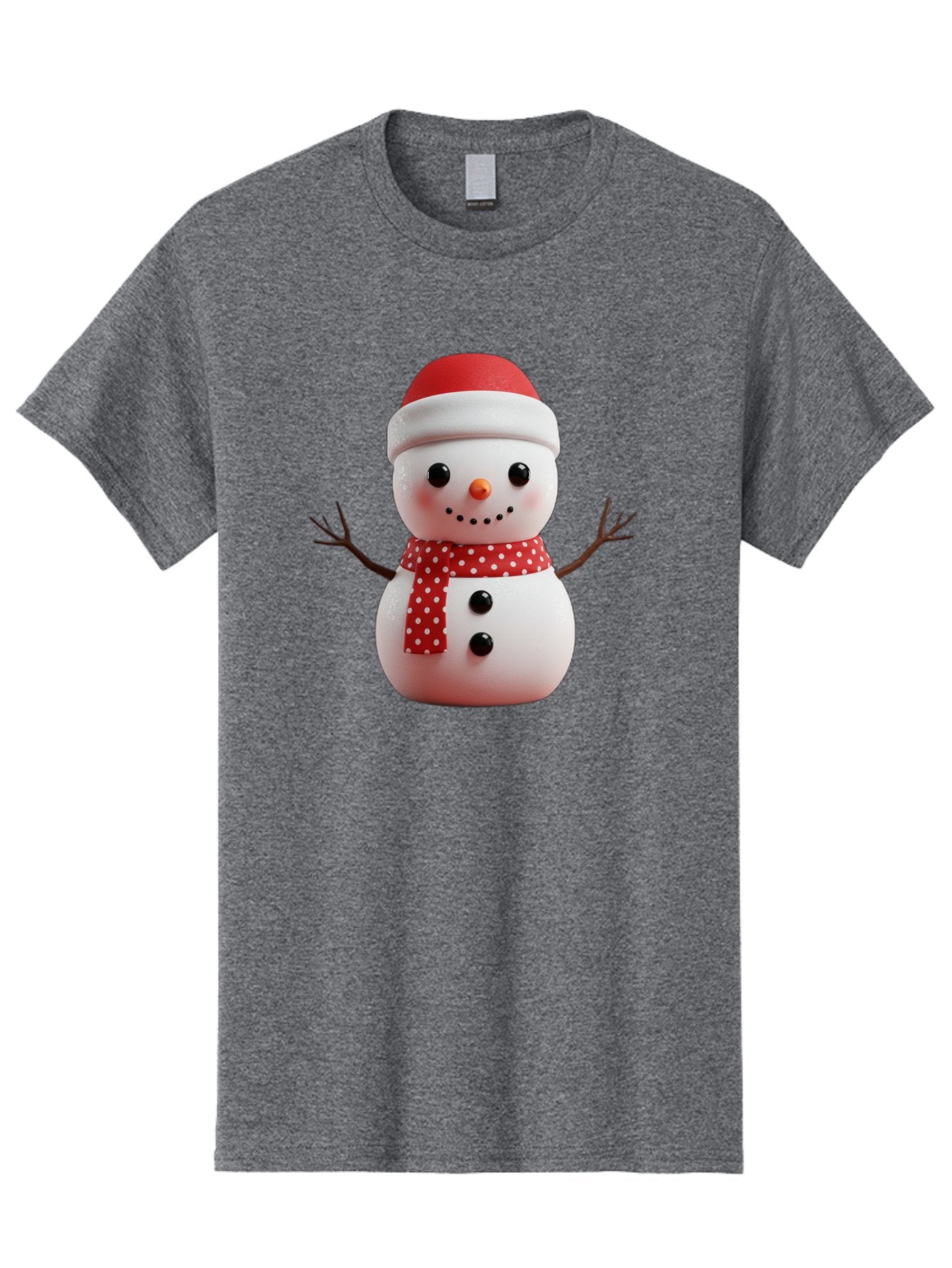 Snowman Men'S Graphic Tee, 100% Cotton, Comfortable Casual Summer Wear, Machine Washable, Snowman Figurine, Winter Decoration, Festive Snowman, Holiday Character, Red Scarf, White Polka Dots, Christmas Ornament, Snowman Charm, Bac445 12