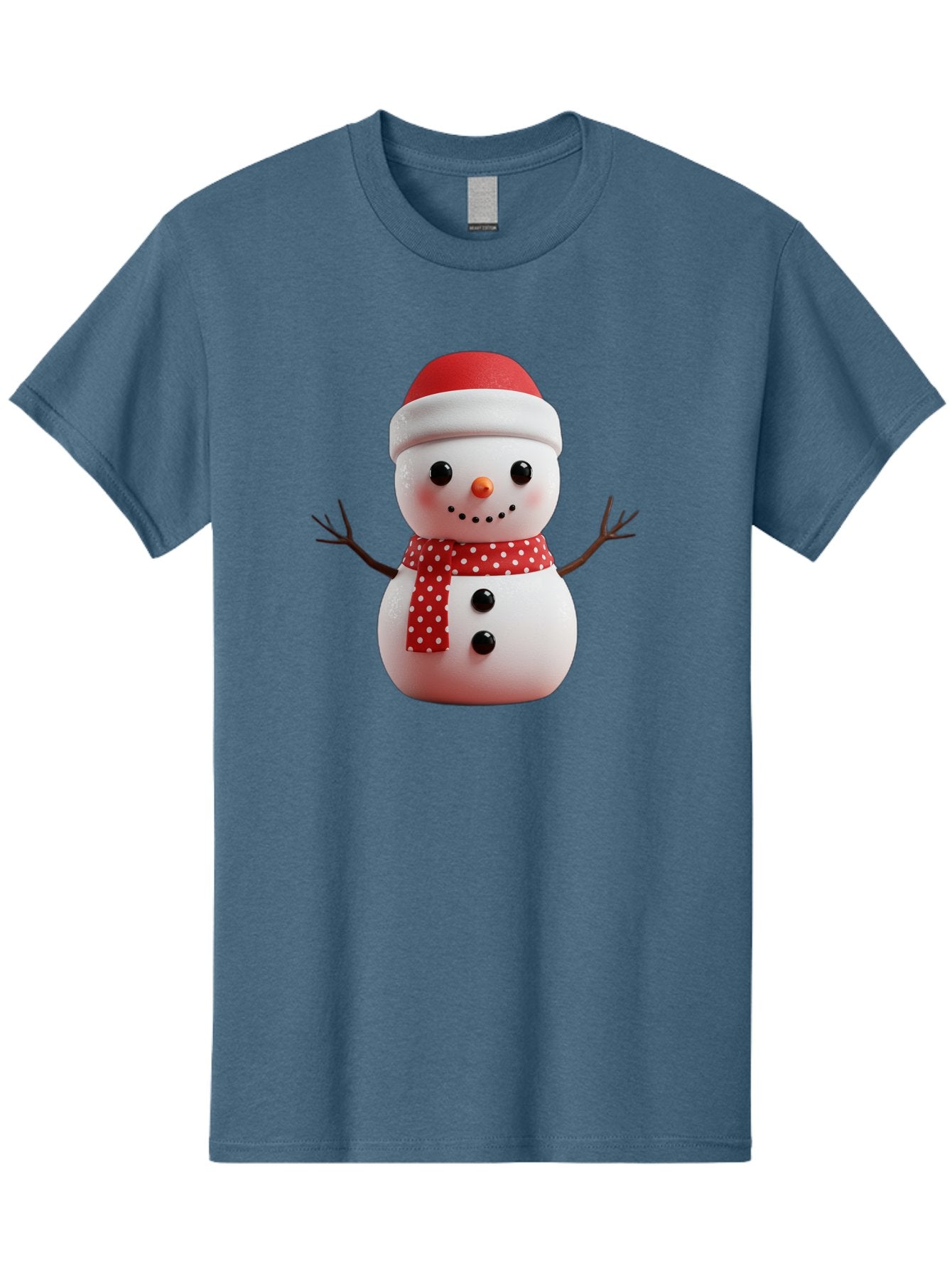Snowman Men'S Graphic Tee, 100% Cotton, Comfortable Casual Summer Wear, Machine Washable, Snowman Figurine, Winter Decoration, Festive Snowman, Holiday Character, Red Scarf, White Polka Dots, Christmas Ornament, Snowman Charm, Bac445 6