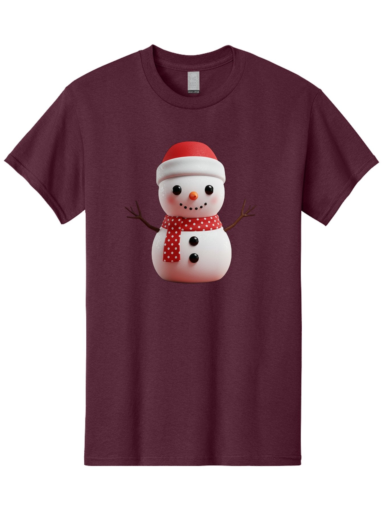 Snowman Men'S Graphic Tee, 100% Cotton, Comfortable Casual Summer Wear, Machine Washable, Snowman Figurine, Winter Decoration, Festive Snowman, Holiday Character, Red Scarf, White Polka Dots, Christmas Ornament, Snowman Charm, Bac445 10