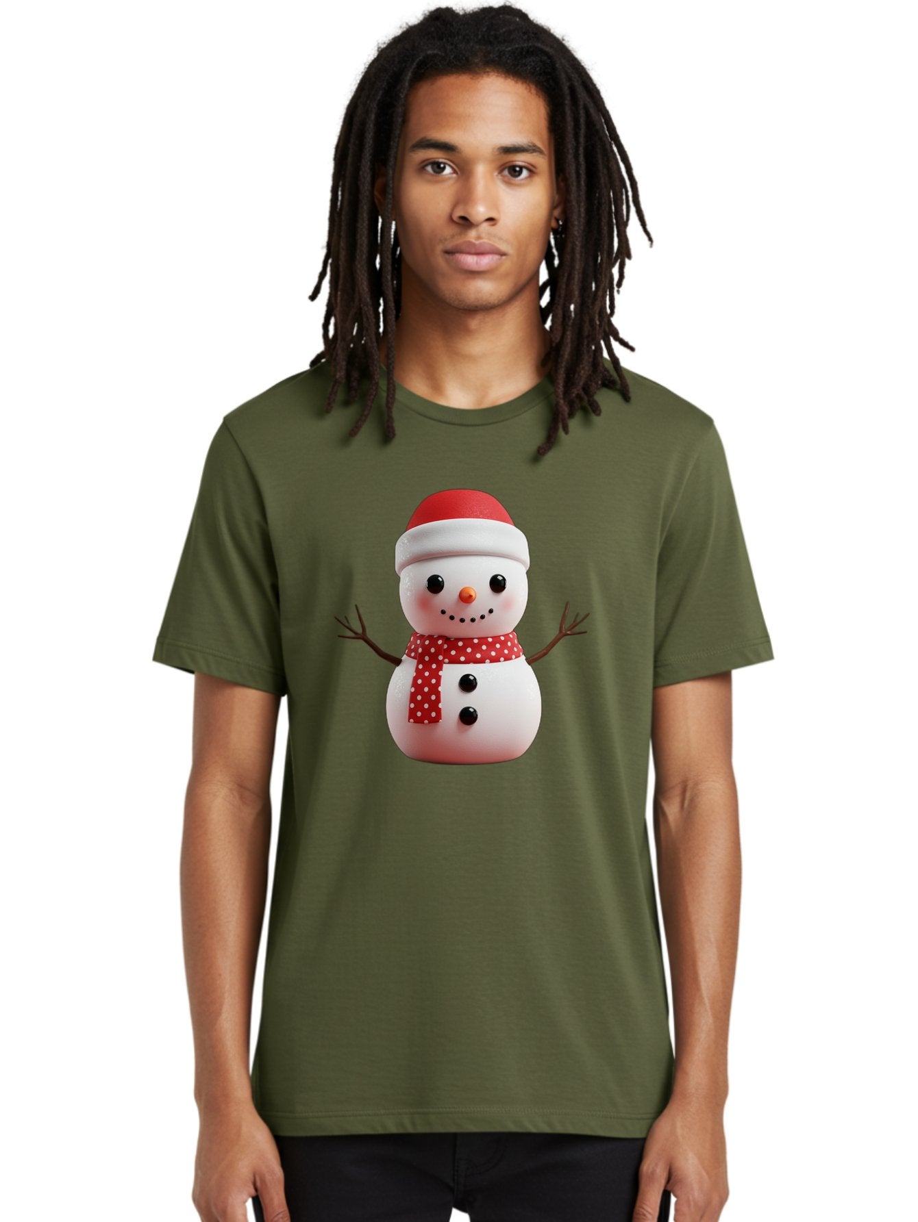 Snowman Men'S Graphic Tee, 100% Cotton, Comfortable Casual Summer Wear, Machine Washable, Snowman Figurine, Winter Decoration, Festive Snowman, Holiday Character, Red Scarf, White Polka Dots, Christmas Ornament, Snowman Charm, Bac445 26