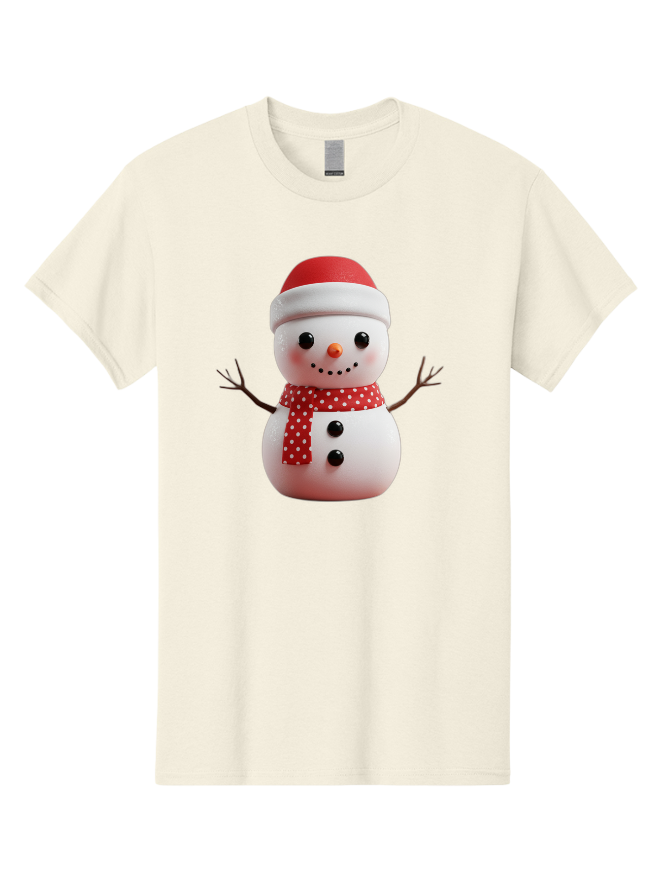 Snowman Men'S Graphic Tee, 100% Cotton, Comfortable Casual Summer Wear, Machine Washable, Snowman Figurine, Winter Decoration, Festive Snowman, Holiday Character, Red Scarf, White Polka Dots, Christmas Ornament, Snowman Charm, Bac445