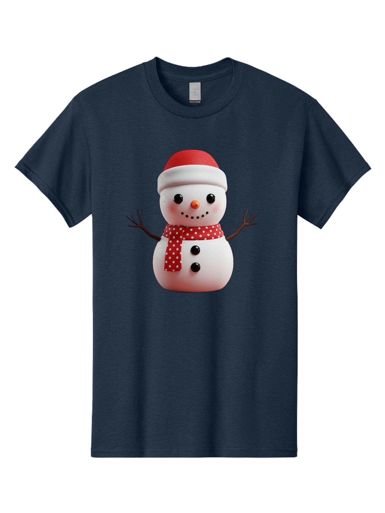 Snowman Men'S Graphic Tee, 100% Cotton, Comfortable Casual Summer Wear, Machine Washable, Snowman Figurine, Winter Decoration, Festive Snowman, Holiday Character, Red Scarf, White Polka Dots, Christmas Ornament, Snowman Charm, Bac445 13