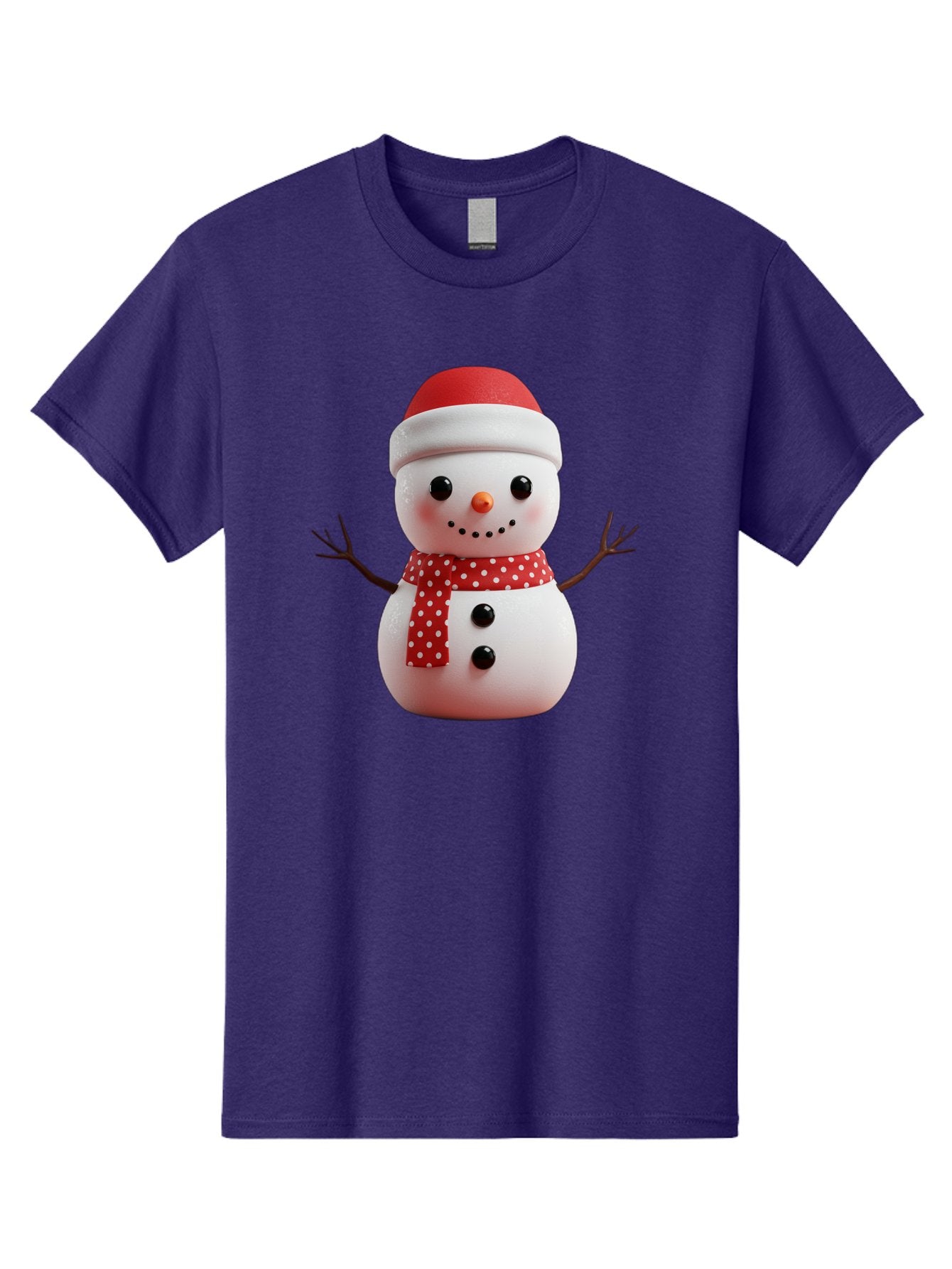 Snowman Men'S Graphic Tee, 100% Cotton, Comfortable Casual Summer Wear, Machine Washable, Snowman Figurine, Winter Decoration, Festive Snowman, Holiday Character, Red Scarf, White Polka Dots, Christmas Ornament, Snowman Charm, Bac445 7