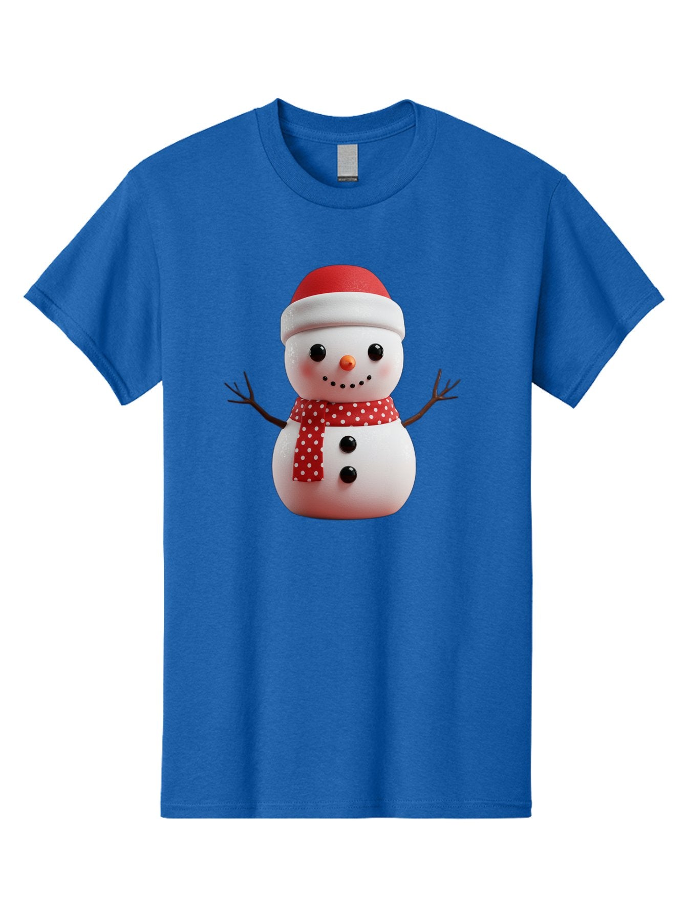 Snowman Men'S Graphic Tee, 100% Cotton, Comfortable Casual Summer Wear, Machine Washable, Snowman Figurine, Winter Decoration, Festive Snowman, Holiday Character, Red Scarf, White Polka Dots, Christmas Ornament, Snowman Charm, Bac445