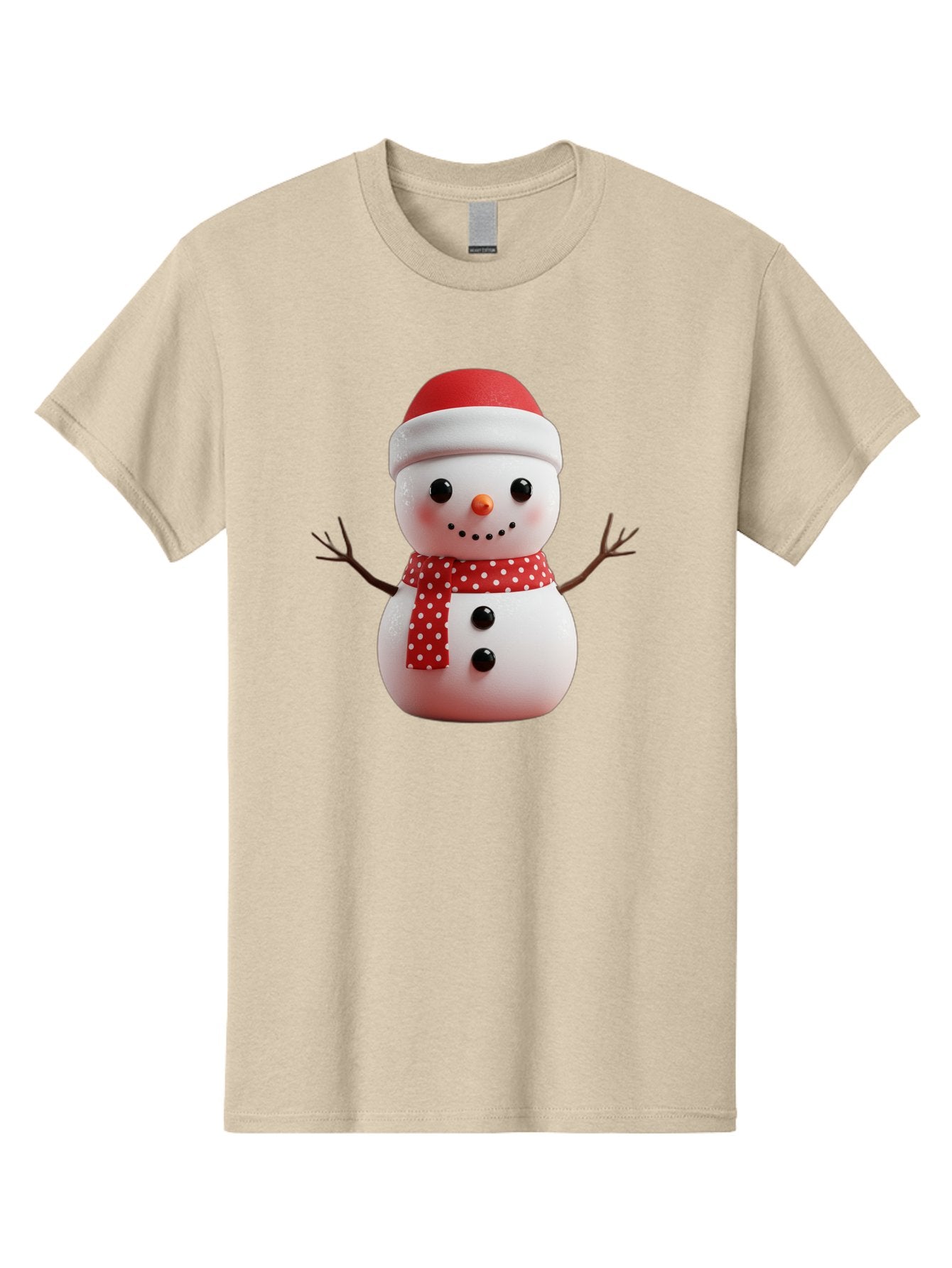 Snowman Men'S Graphic Tee, 100% Cotton, Comfortable Casual Summer Wear, Machine Washable, Snowman Figurine, Winter Decoration, Festive Snowman, Holiday Character, Red Scarf, White Polka Dots, Christmas Ornament, Snowman Charm, Bac445 5