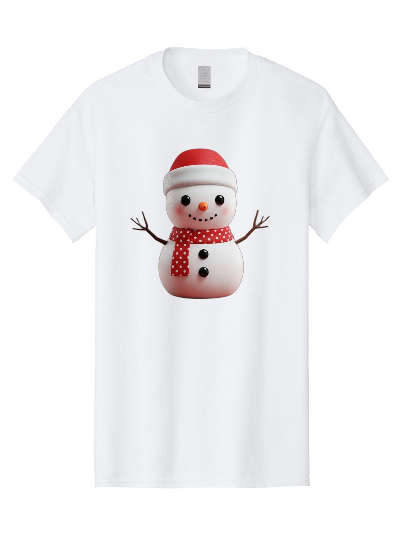 Snowman Men'S Graphic Tee, 100% Cotton, Comfortable Casual Summer Wear, Machine Washable, Snowman Figurine, Winter Decoration, Festive Snowman, Holiday Character, Red Scarf, White Polka Dots, Christmas Ornament, Snowman Charm, Bac445 4