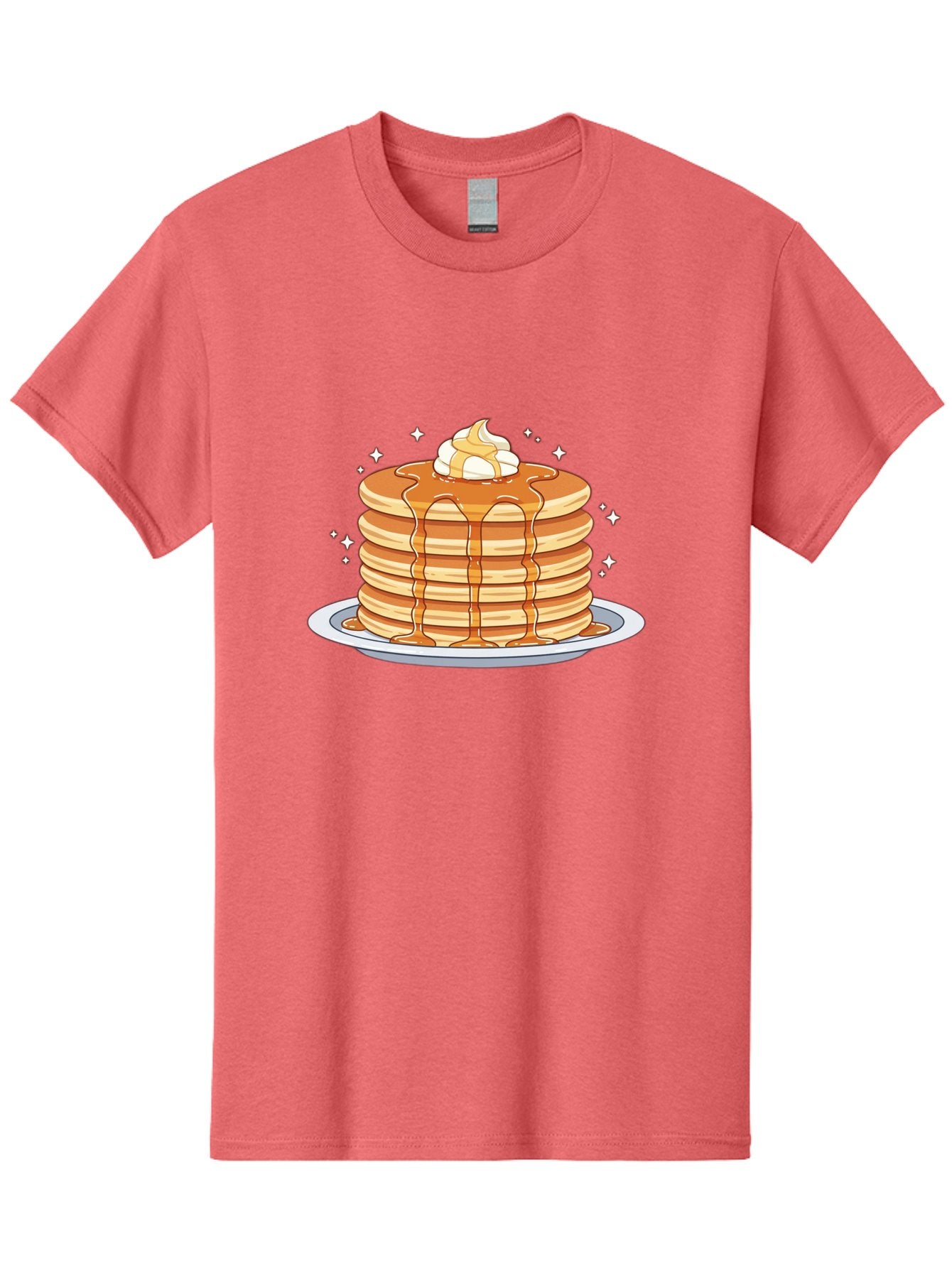 Stack-Of-Pancakes Men'S Graphic Tee, 100% Cotton, Comfortable Casual Summer Wear, Machine Washable, Stacked Pancakes, Whipped Cream Topping, Maple Syrup Dripping, Sweet Breakfast, Fluffy Pancakes, Breakfast Treat, Morning Meal, Bac446 9