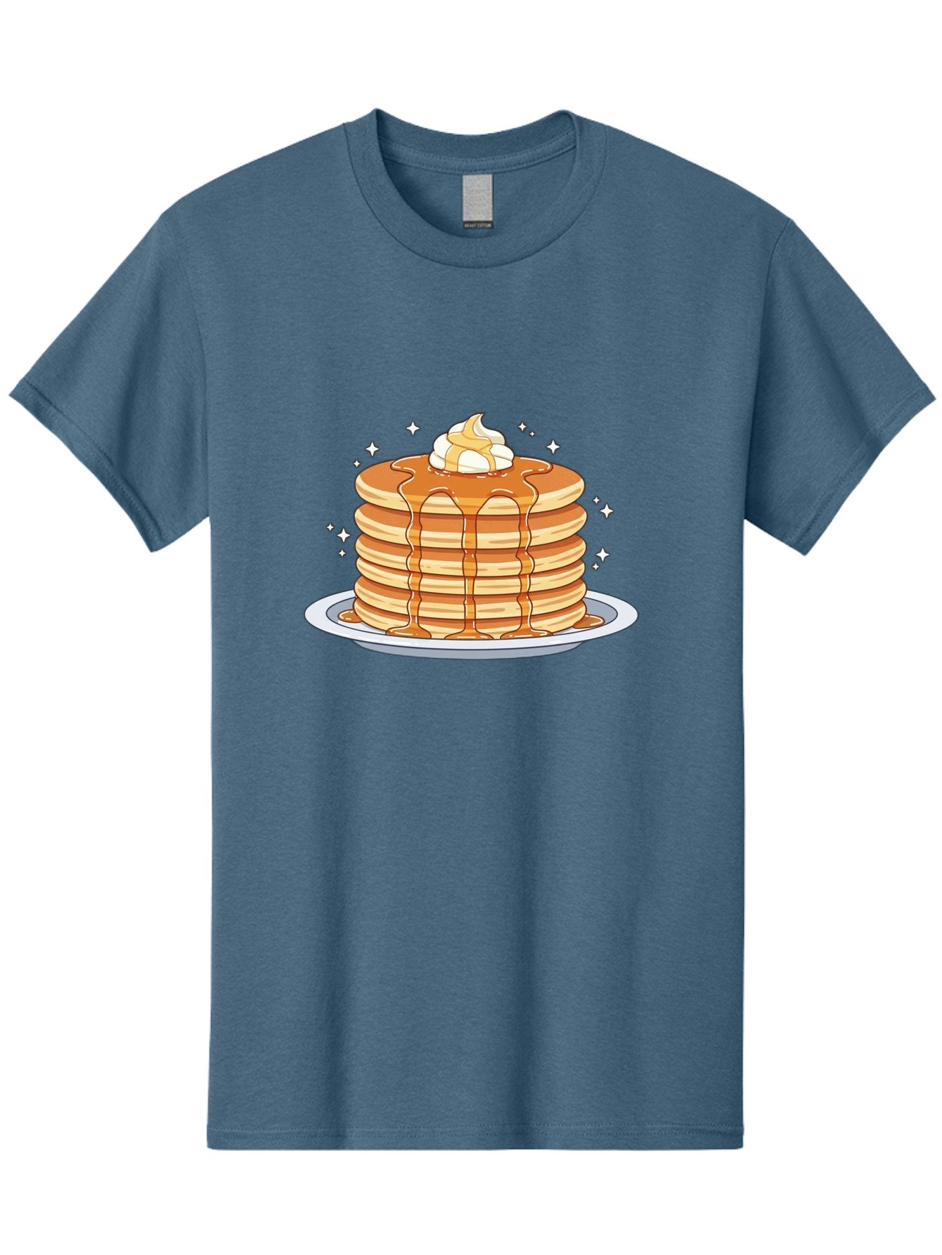 Stack-Of-Pancakes Men'S Graphic Tee, 100% Cotton, Comfortable Casual Summer Wear, Machine Washable, Stacked Pancakes, Whipped Cream Topping, Maple Syrup Dripping, Sweet Breakfast, Fluffy Pancakes, Breakfast Treat, Morning Meal, Bac446 10
