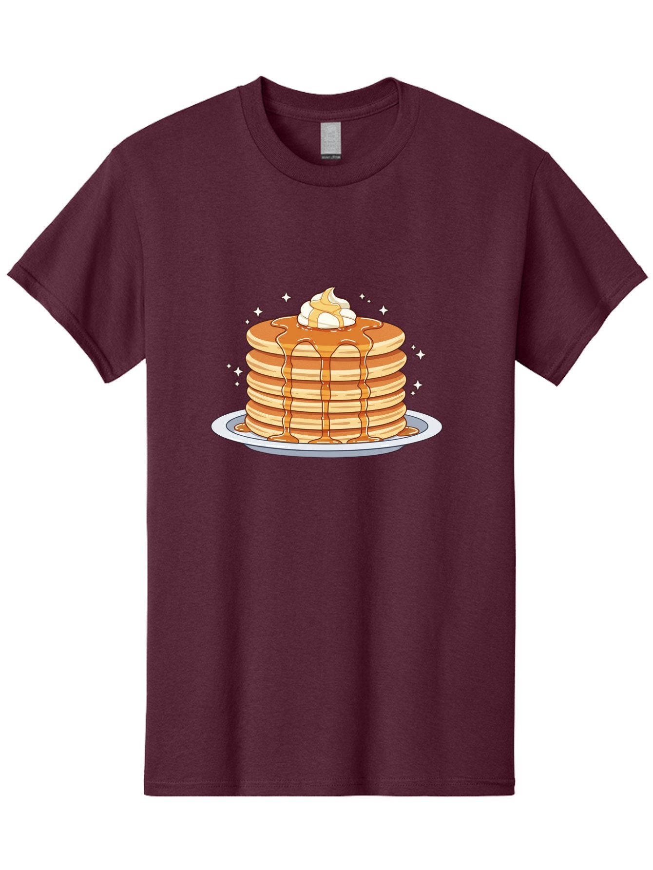 Stack-Of-Pancakes Men'S Graphic Tee, 100% Cotton, Comfortable Casual Summer Wear, Machine Washable, Stacked Pancakes, Whipped Cream Topping, Maple Syrup Dripping, Sweet Breakfast, Fluffy Pancakes, Breakfast Treat, Morning Meal, Bac446 15
