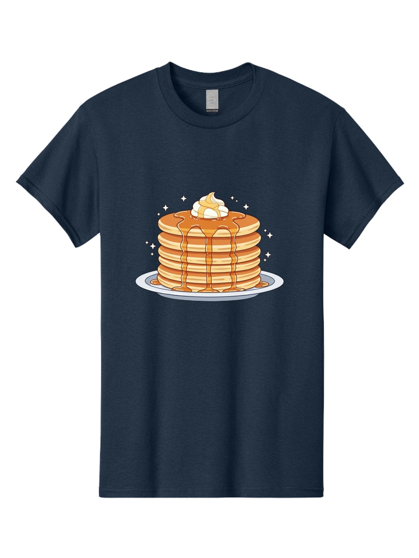 Stack-Of-Pancakes Men'S Graphic Tee, 100% Cotton, Comfortable Casual Summer Wear, Machine Washable, Stacked Pancakes, Whipped Cream Topping, Maple Syrup Dripping, Sweet Breakfast, Fluffy Pancakes, Breakfast Treat, Morning Meal, Bac446 3