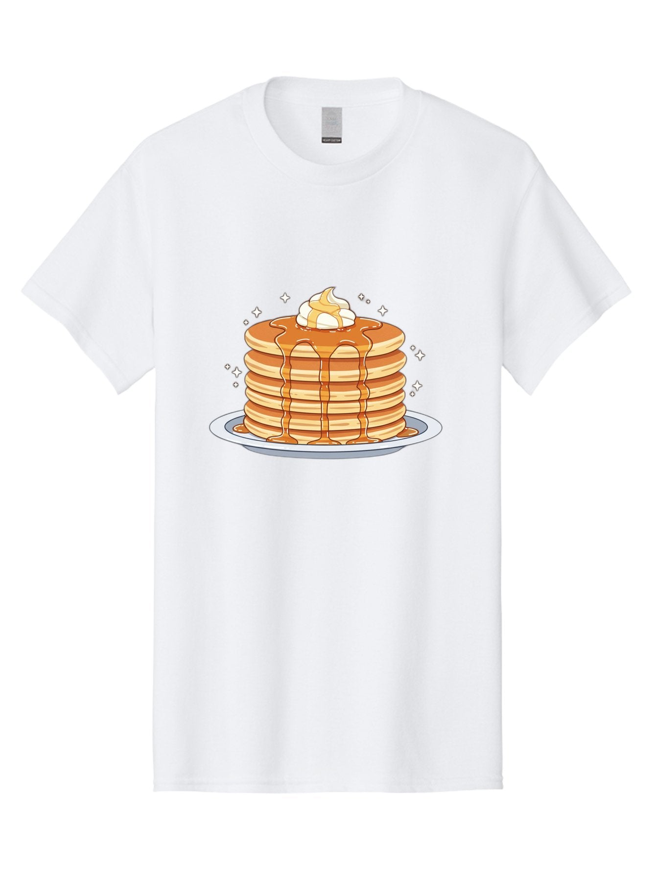 Stack-Of-Pancakes Men'S Graphic Tee, 100% Cotton, Comfortable Casual Summer Wear, Machine Washable, Stacked Pancakes, Whipped Cream Topping, Maple Syrup Dripping, Sweet Breakfast, Fluffy Pancakes, Breakfast Treat, Morning Meal, Bac446 4