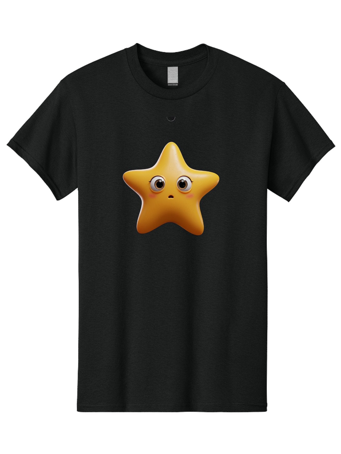 Star-Emoji Men'S Graphic Tee, 100% Cotton, Comfortable Casual Summer Wear, Machine Washable, Cartoon Star, Cute Expression, Surprised Face, Shiny Star, 3D Illustration, Yellow Star, Emoji Character, Surprised Emoji Bac451 11