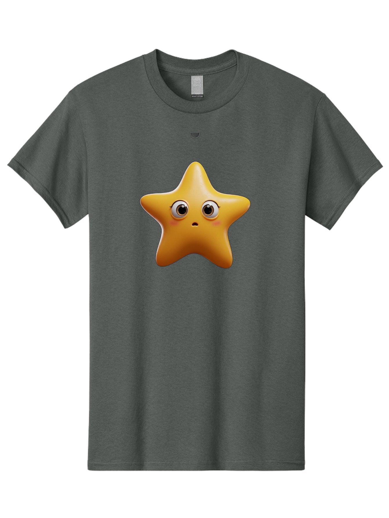 Star-Emoji Men'S Graphic Tee, 100% Cotton, Comfortable Casual Summer Wear, Machine Washable, Cartoon Star, Cute Expression, Surprised Face, Shiny Star, 3D Illustration, Yellow Star, Emoji Character, Surprised Emoji Bac451 4