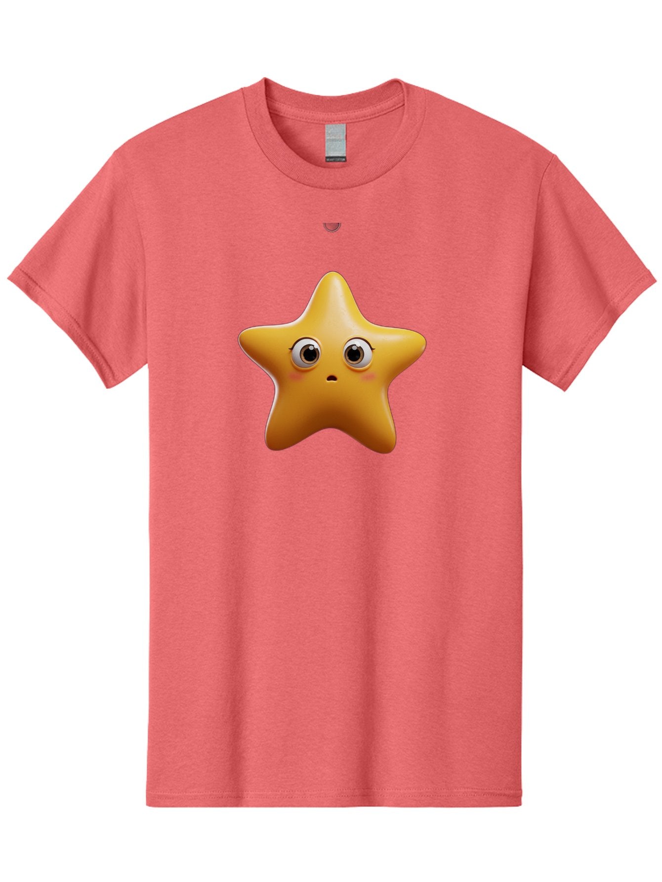 Star-Emoji Men'S Graphic Tee, 100% Cotton, Comfortable Casual Summer Wear, Machine Washable, Cartoon Star, Cute Expression, Surprised Face, Shiny Star, 3D Illustration, Yellow Star, Emoji Character, Surprised Emoji Bac451 12