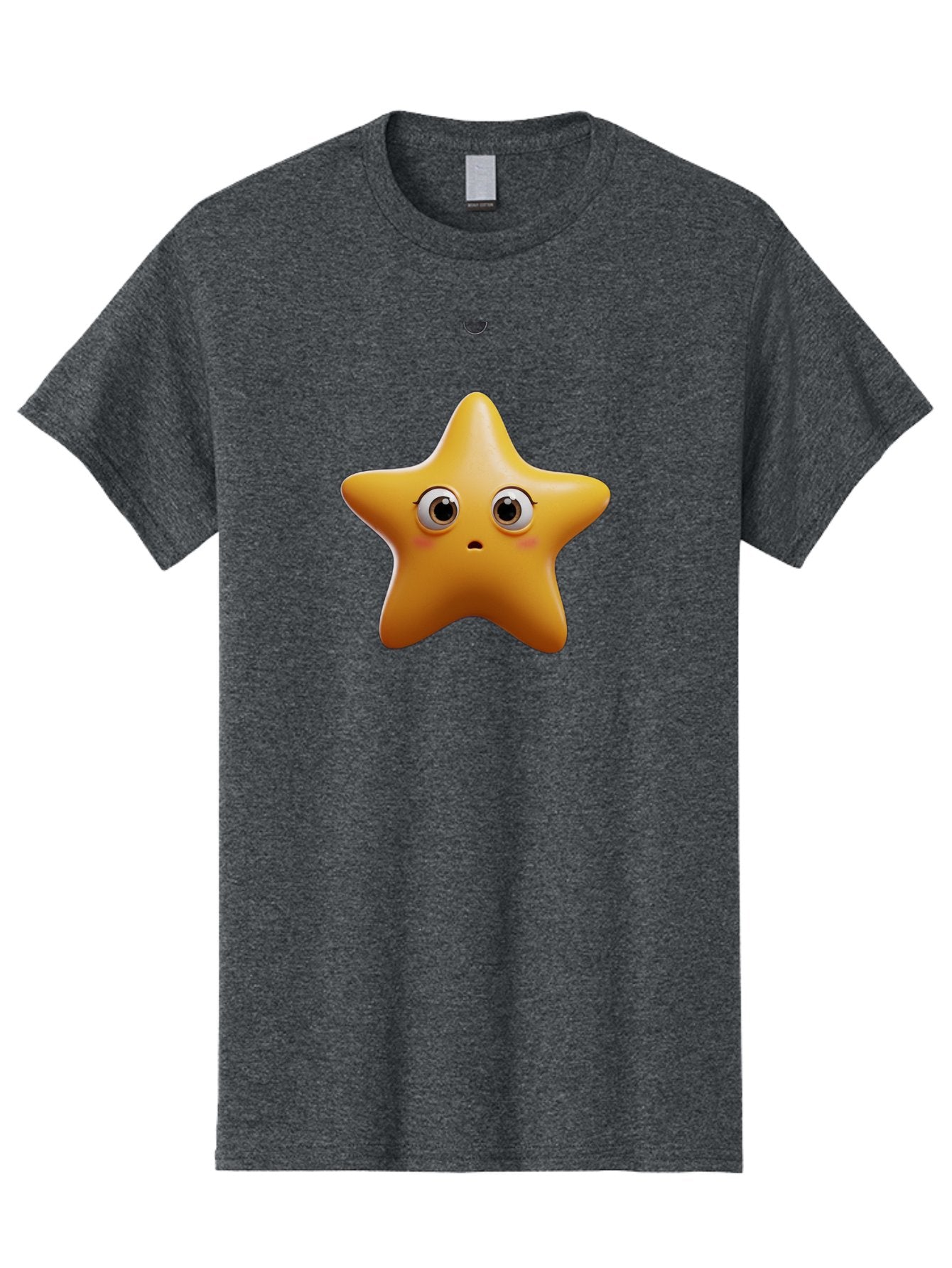 Star-Emoji Men'S Graphic Tee, 100% Cotton, Comfortable Casual Summer Wear, Machine Washable, Cartoon Star, Cute Expression, Surprised Face, Shiny Star, 3D Illustration, Yellow Star, Emoji Character, Surprised Emoji Bac451 15