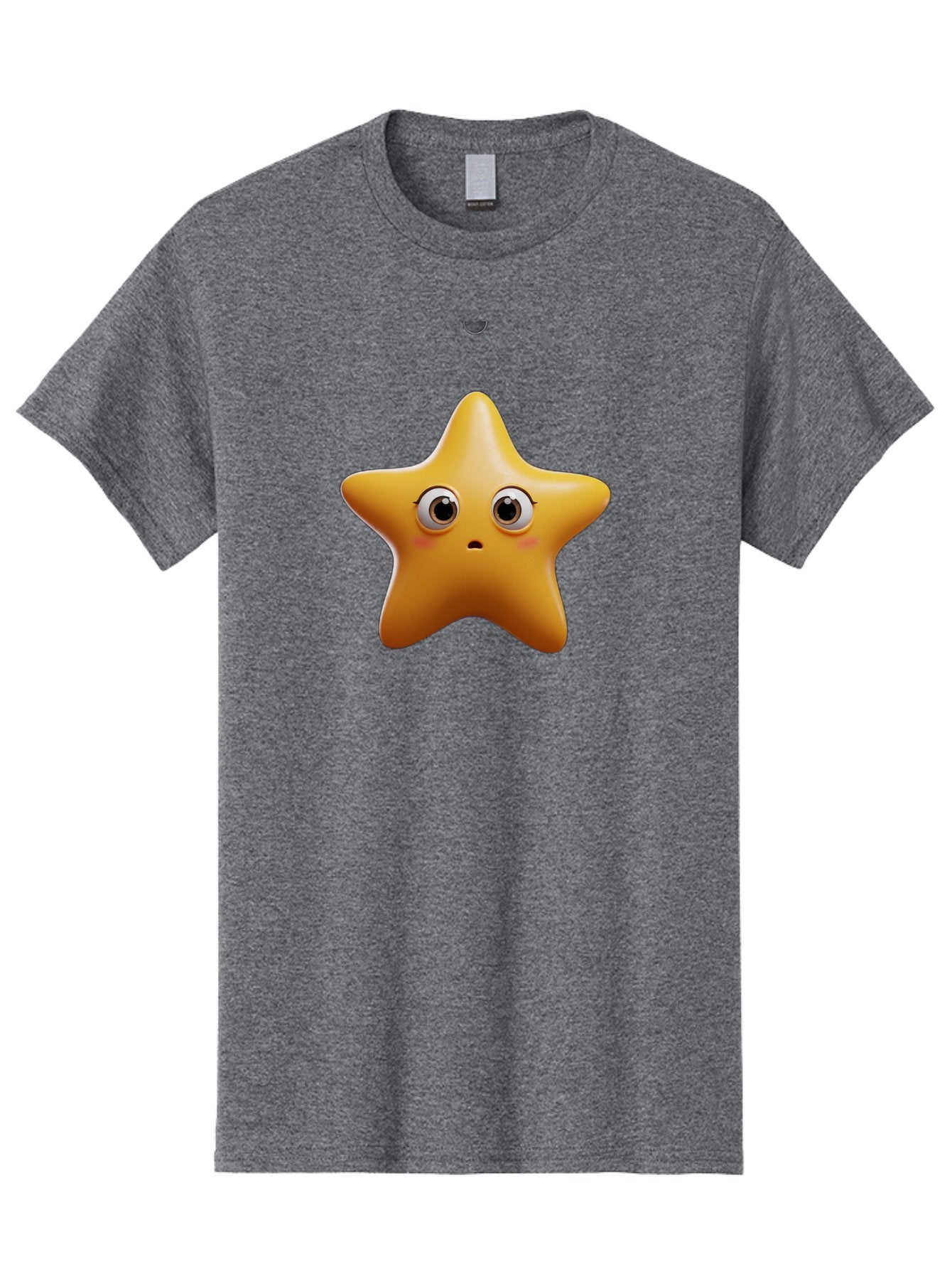 Star-Emoji Men'S Graphic Tee, 100% Cotton, Comfortable Casual Summer Wear, Machine Washable, Cartoon Star, Cute Expression, Surprised Face, Shiny Star, 3D Illustration, Yellow Star, Emoji Character, Surprised Emoji Bac451 10