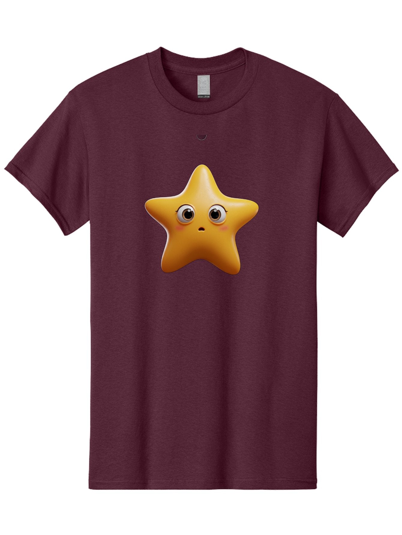 Star-Emoji Men'S Graphic Tee, 100% Cotton, Comfortable Casual Summer Wear, Machine Washable, Cartoon Star, Cute Expression, Surprised Face, Shiny Star, 3D Illustration, Yellow Star, Emoji Character, Surprised Emoji Bac451 13