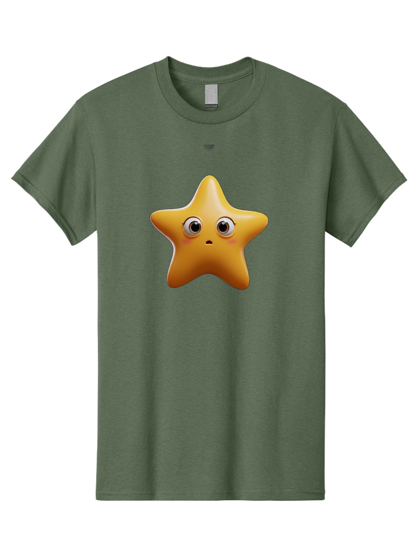 Star-Emoji Men'S Graphic Tee, 100% Cotton, Comfortable Casual Summer Wear, Machine Washable, Cartoon Star, Cute Expression, Surprised Face, Shiny Star, 3D Illustration, Yellow Star, Emoji Character, Surprised Emoji Bac451 7