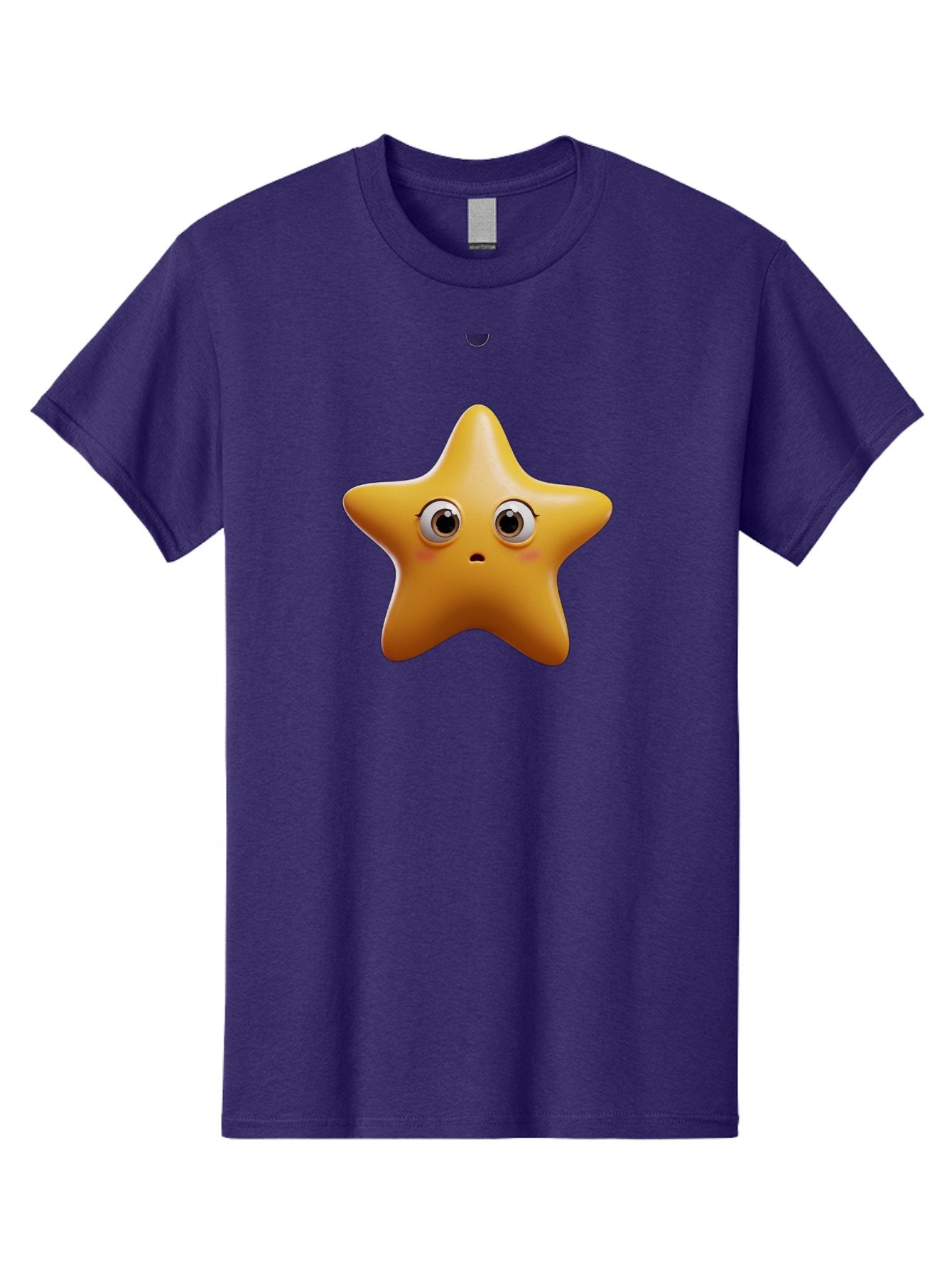 Star-Emoji Men'S Graphic Tee, 100% Cotton, Comfortable Casual Summer Wear, Machine Washable, Cartoon Star, Cute Expression, Surprised Face, Shiny Star, 3D Illustration, Yellow Star, Emoji Character, Surprised Emoji Bac451 6