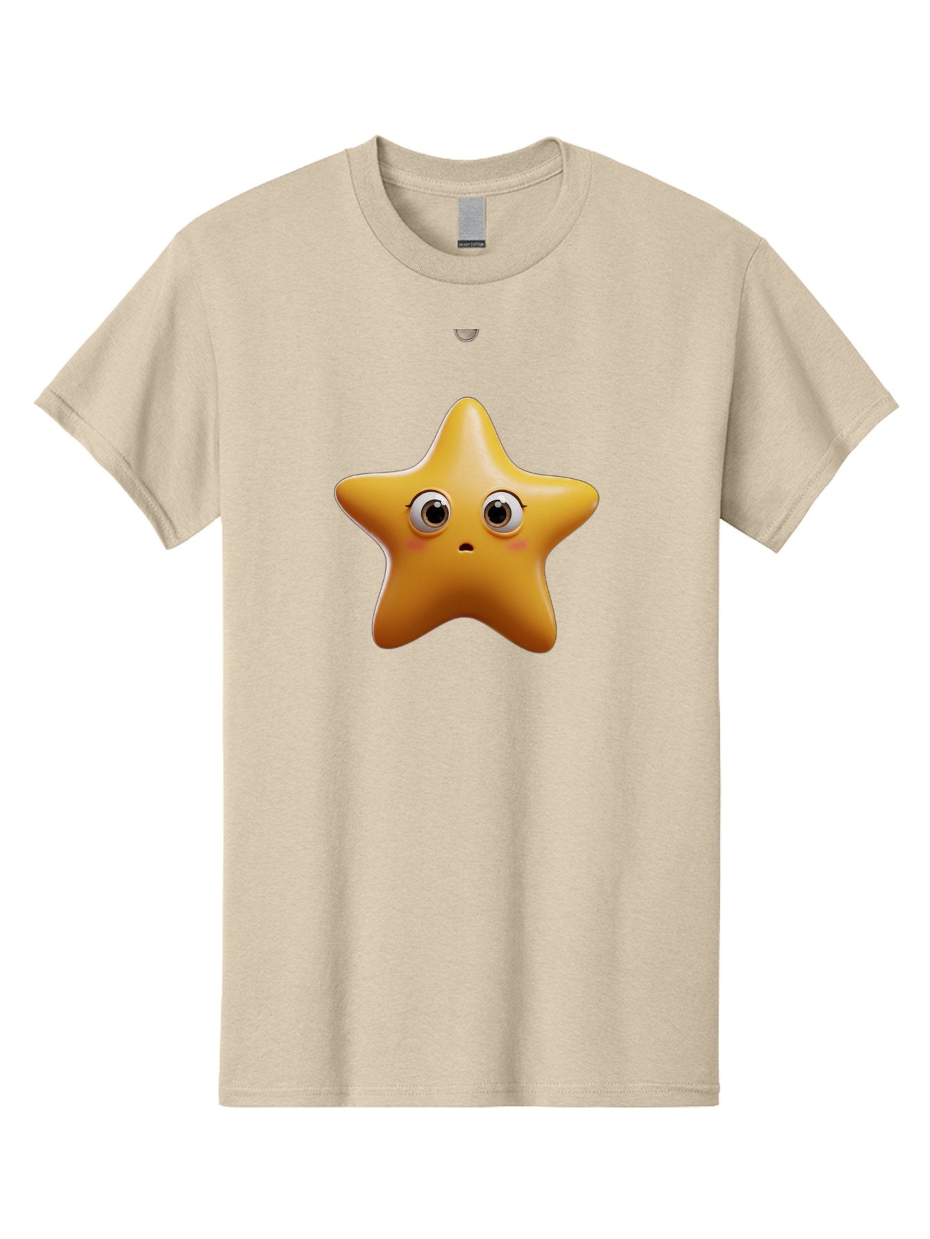 Star-Emoji Men'S Graphic Tee, 100% Cotton, Comfortable Casual Summer Wear, Machine Washable, Cartoon Star, Cute Expression, Surprised Face, Shiny Star, 3D Illustration, Yellow Star, Emoji Character, Surprised Emoji Bac451 8