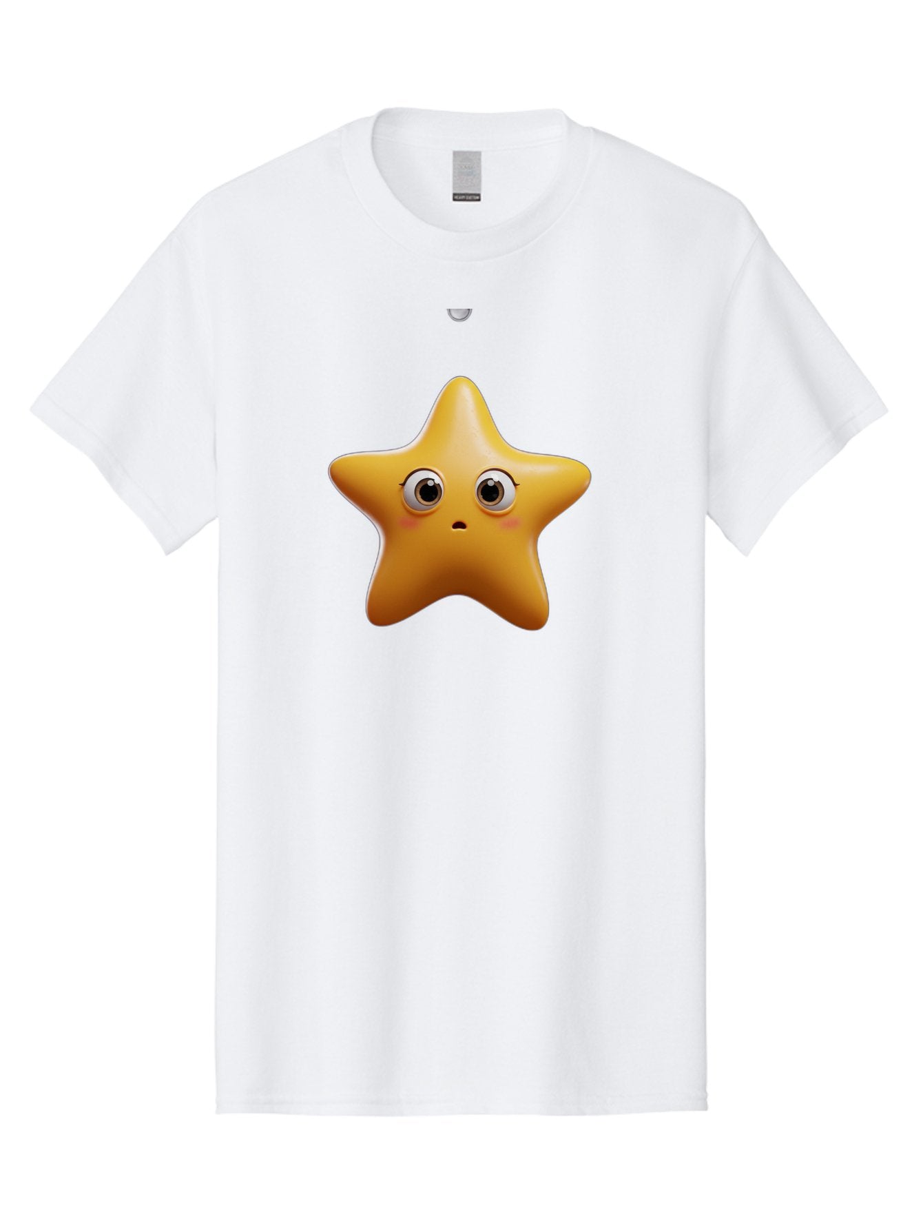 Star-Emoji Men'S Graphic Tee, 100% Cotton, Comfortable Casual Summer Wear, Machine Washable, Cartoon Star, Cute Expression, Surprised Face, Shiny Star, 3D Illustration, Yellow Star, Emoji Character, Surprised Emoji Bac451
