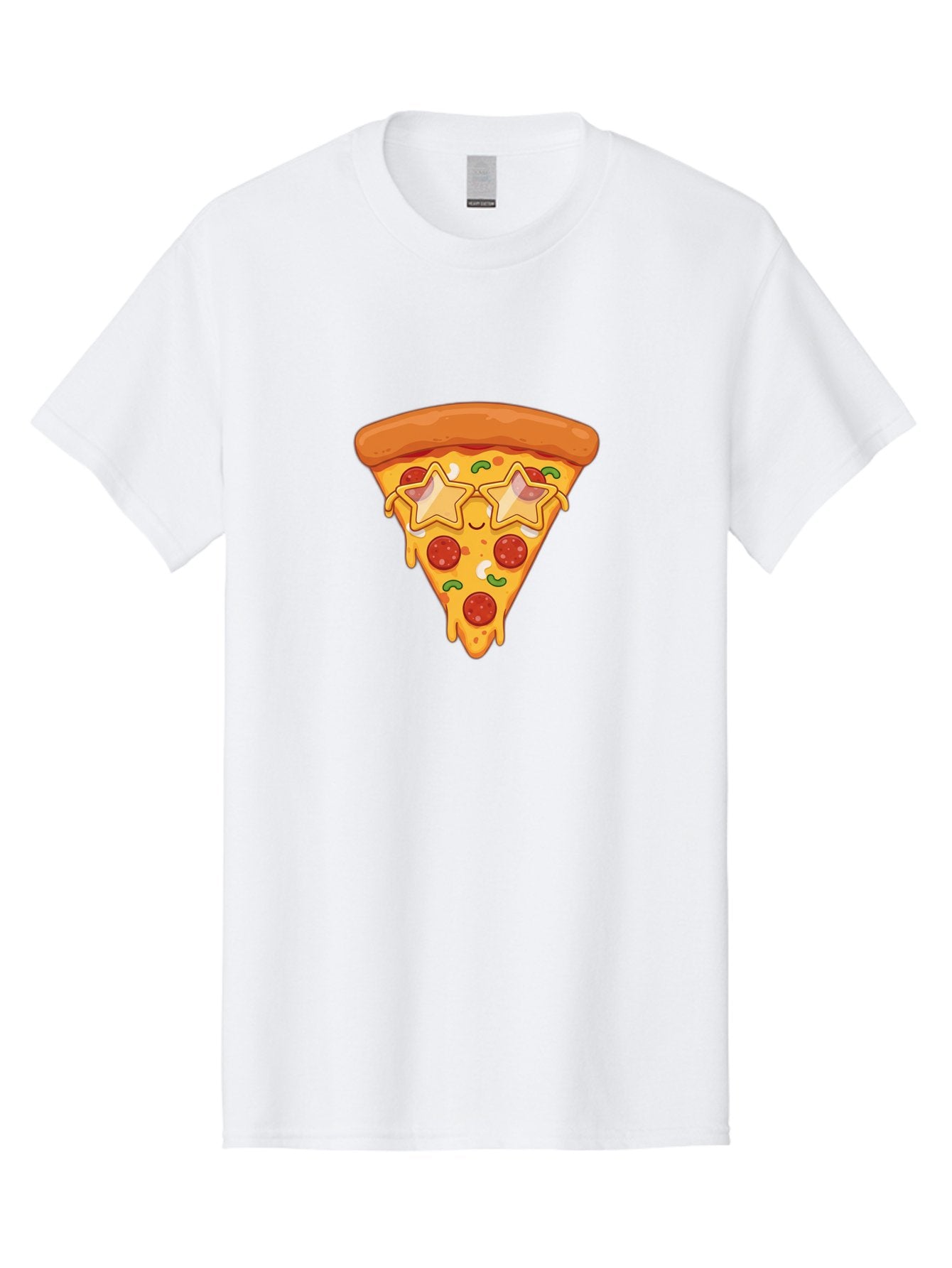 Star-Pizza-Slice Men'S Graphic Tee, 100% Cotton, Comfortable Casual Summer Wear, Machine Washable, Pizza Slice, Melted Cheese, Pepperoni Pizza, Star-Shaped Toppings, Cartoon-Style Pizza, Cheesy Goodness, Savory Delight, Pizza Love, Foodie Fun, Bac452