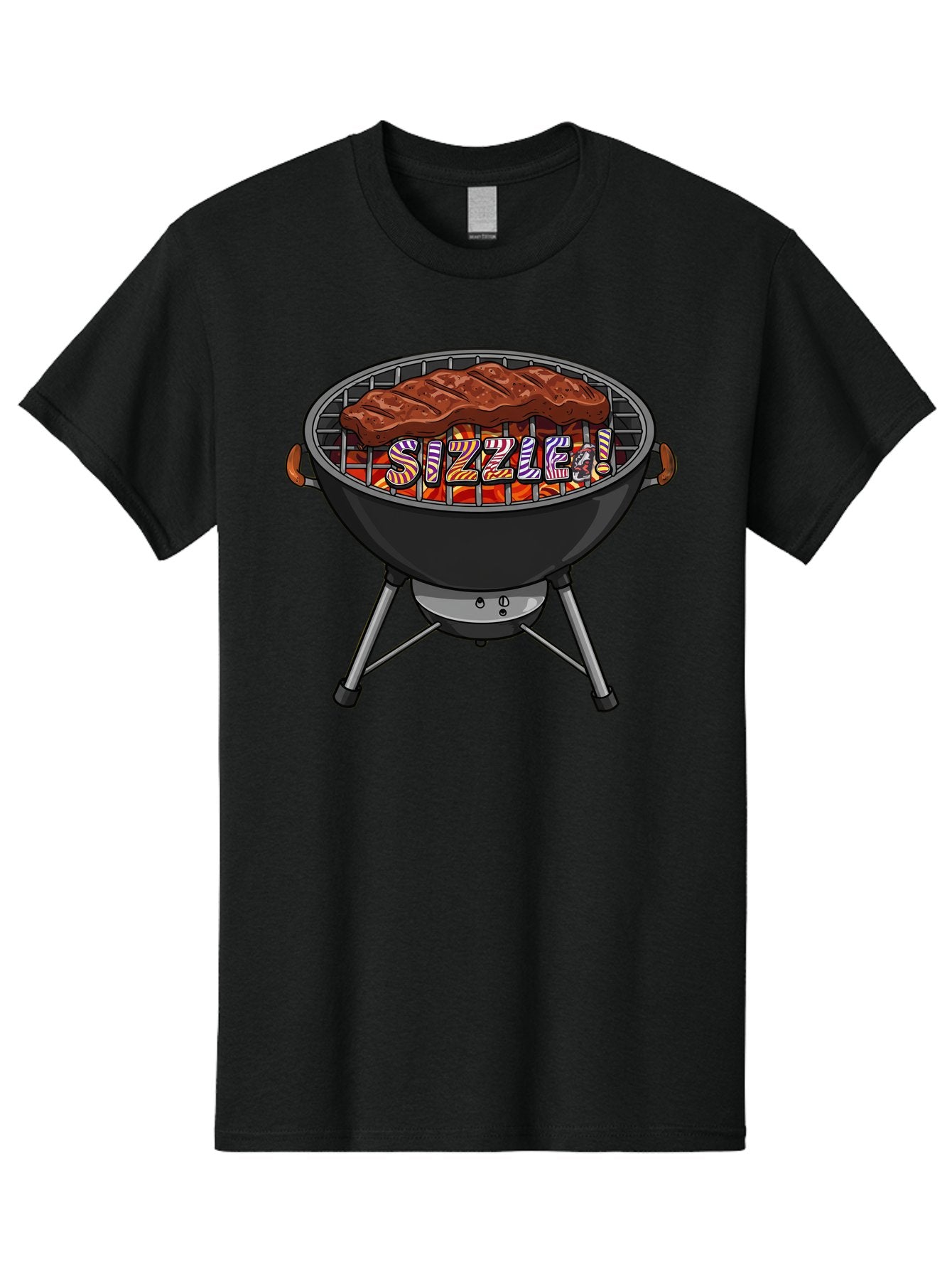 Steak-On-The-Grill Men'S Graphic Tee, 100% Cotton, Comfortable Casual Summer Wear, Machine Washable, Grilled Steak, Sizzling Grill, Barbecue Cooking, Outdoor Cooking, Grill Marks, Savory Steak, Hot Coals, Grilled Meat Bac453 15