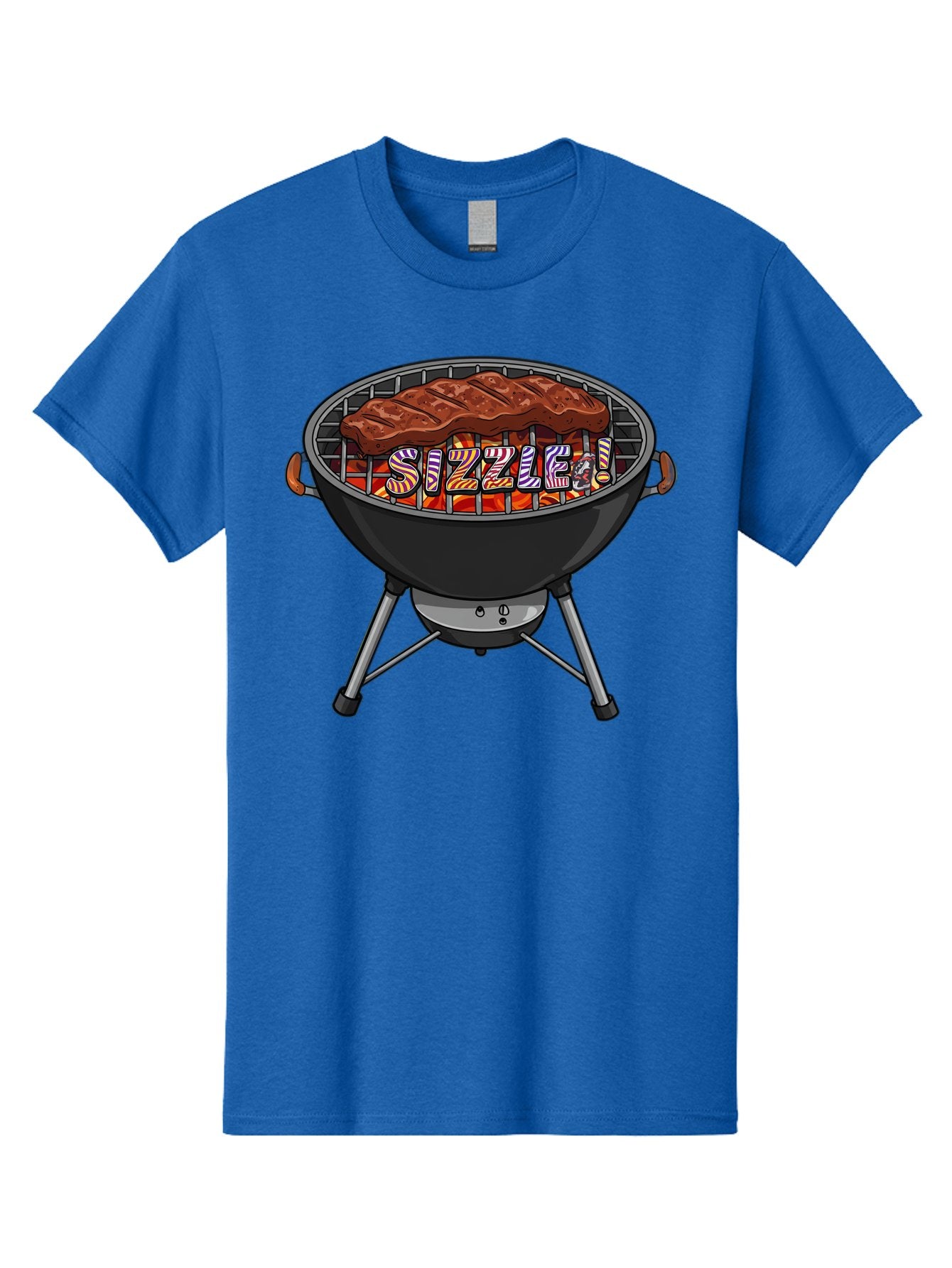 Steak-On-The-Grill Men'S Graphic Tee, 100% Cotton, Comfortable Casual Summer Wear, Machine Washable, Grilled Steak, Sizzling Grill, Barbecue Cooking, Outdoor Cooking, Grill Marks, Savory Steak, Hot Coals, Grilled Meat Bac453 4