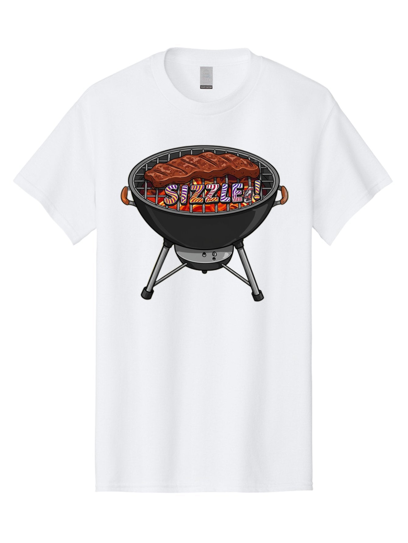 Steak-On-The-Grill Men'S Graphic Tee, 100% Cotton, Comfortable Casual Summer Wear, Machine Washable, Grilled Steak, Sizzling Grill, Barbecue Cooking, Outdoor Cooking, Grill Marks, Savory Steak, Hot Coals, Grilled Meat Bac453 12