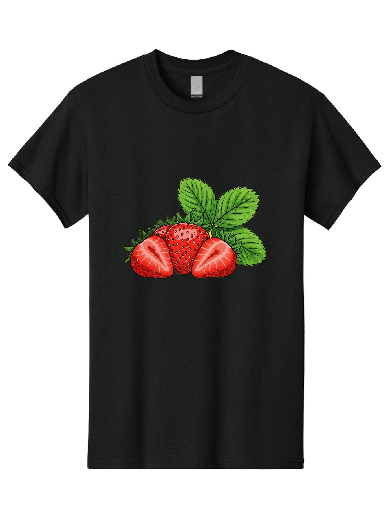 Strawberries-2 Men'S Graphic Tee, 100% Cotton, Comfortable Casual Summer Wear, Machine Washable, Strawberries With Leaves, Fresh Fruit, Vibrant Red Color, Organic Produce, Healthy Snack, Summer Fruits, Sweet Strawberries, Ripe Strawberries Bac457