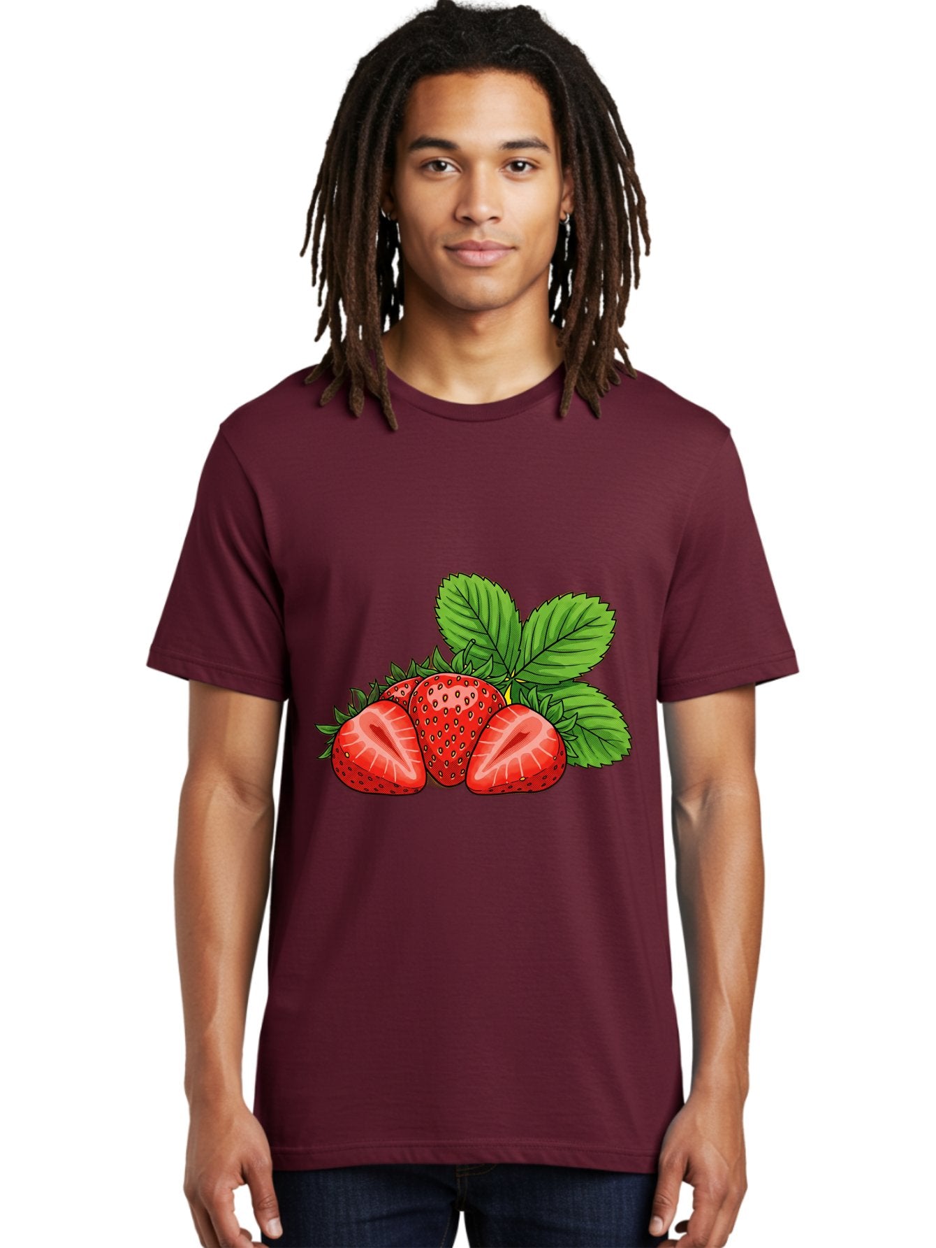 Strawberries-2 Men'S Graphic Tee, 100% Cotton, Comfortable Casual Summer Wear, Machine Washable, Strawberries With Leaves, Fresh Fruit, Vibrant Red Color, Organic Produce, Healthy Snack, Summer Fruits, Sweet Strawberries, Ripe Strawberries Bac457 22