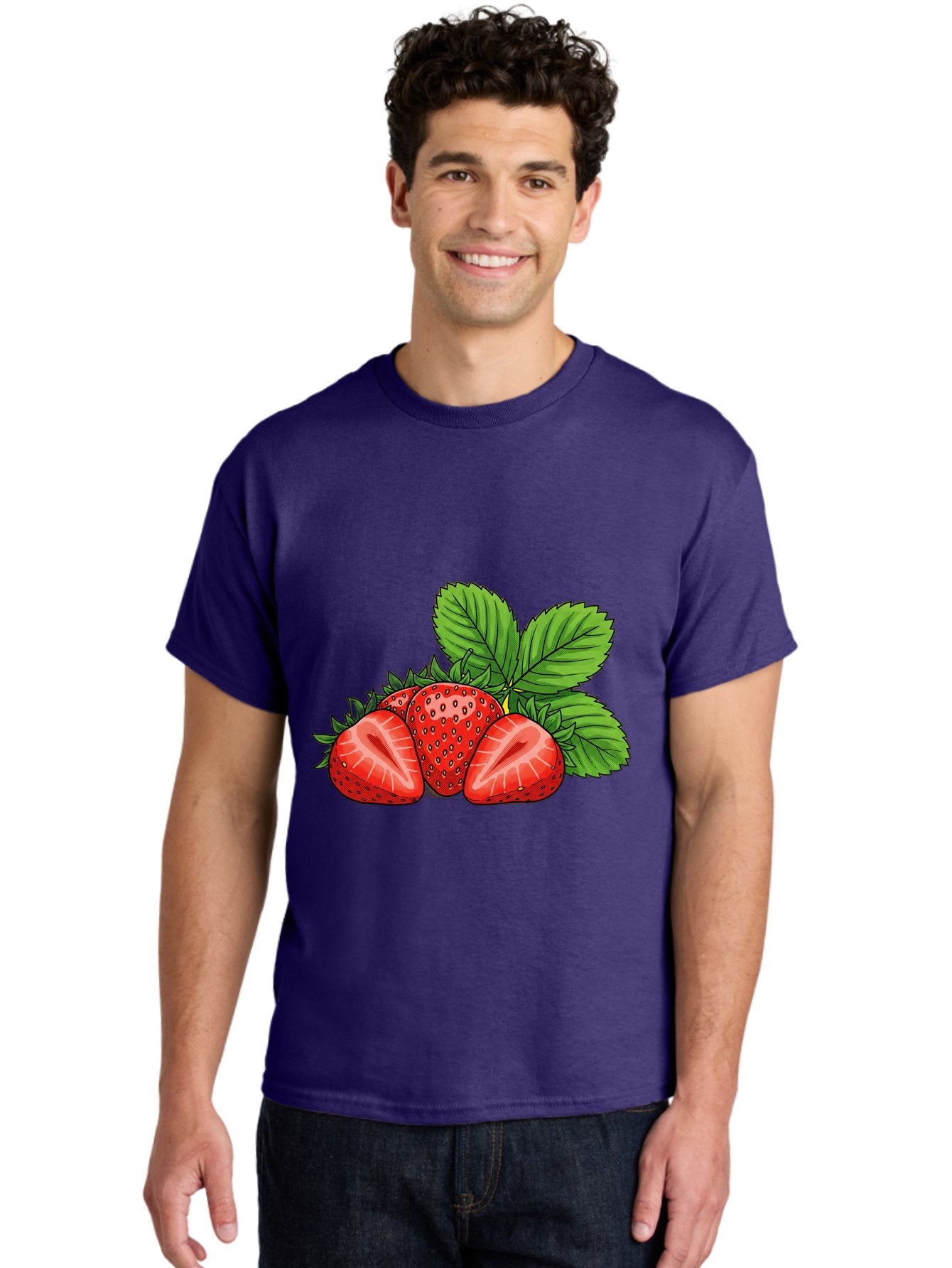Strawberries-2 Men'S Graphic Tee, 100% Cotton, Comfortable Casual Summer Wear, Machine Washable, Strawberries With Leaves, Fresh Fruit, Vibrant Red Color, Organic Produce, Healthy Snack, Summer Fruits, Sweet Strawberries, Ripe Strawberries Bac457 19