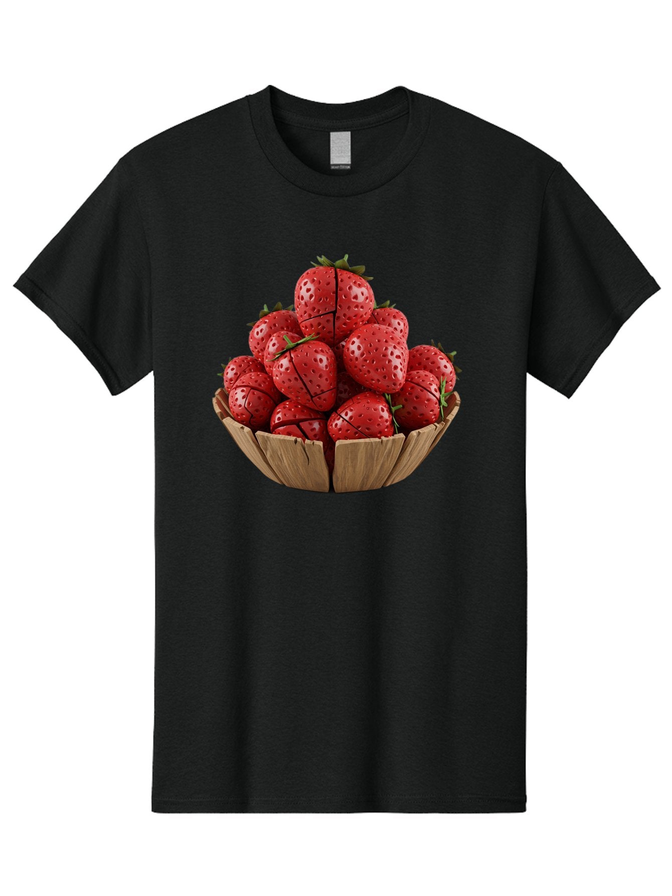 Strawberries-3 Men'S Graphic Tee, 100% Cotton, Comfortable Casual Summer Wear, Machine Washable, Fresh Strawberries, Ripe Fruit, Sweet Treats, Healthy Snack, Red Berries, Green Leaves, Eco-Friendly Packaging, Paper Bowl, Cut Strawberries, Bac458 5