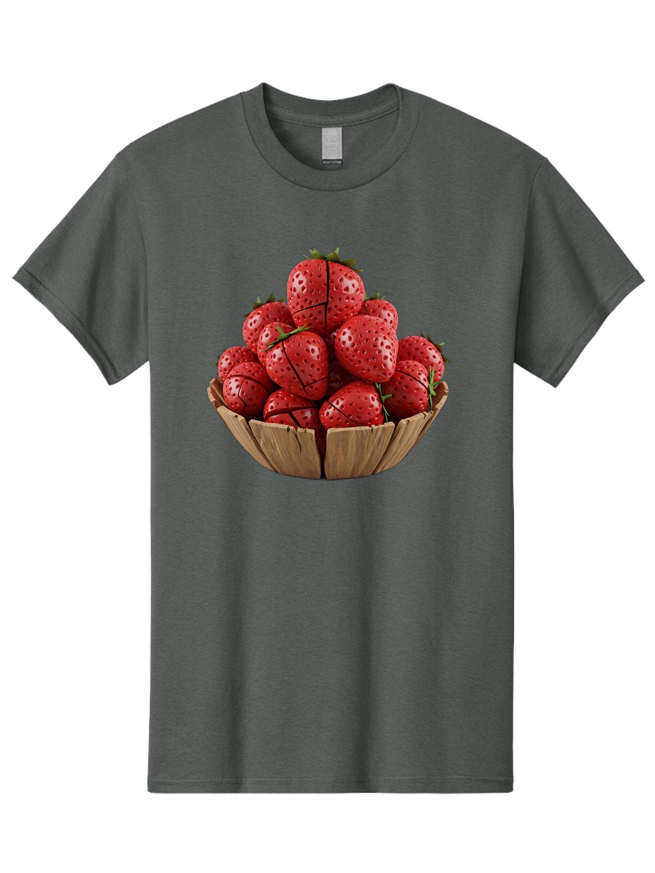 Strawberries-3 Men'S Graphic Tee, 100% Cotton, Comfortable Casual Summer Wear, Machine Washable, Fresh Strawberries, Ripe Fruit, Sweet Treats, Healthy Snack, Red Berries, Green Leaves, Eco-Friendly Packaging, Paper Bowl, Cut Strawberries, Bac458 14