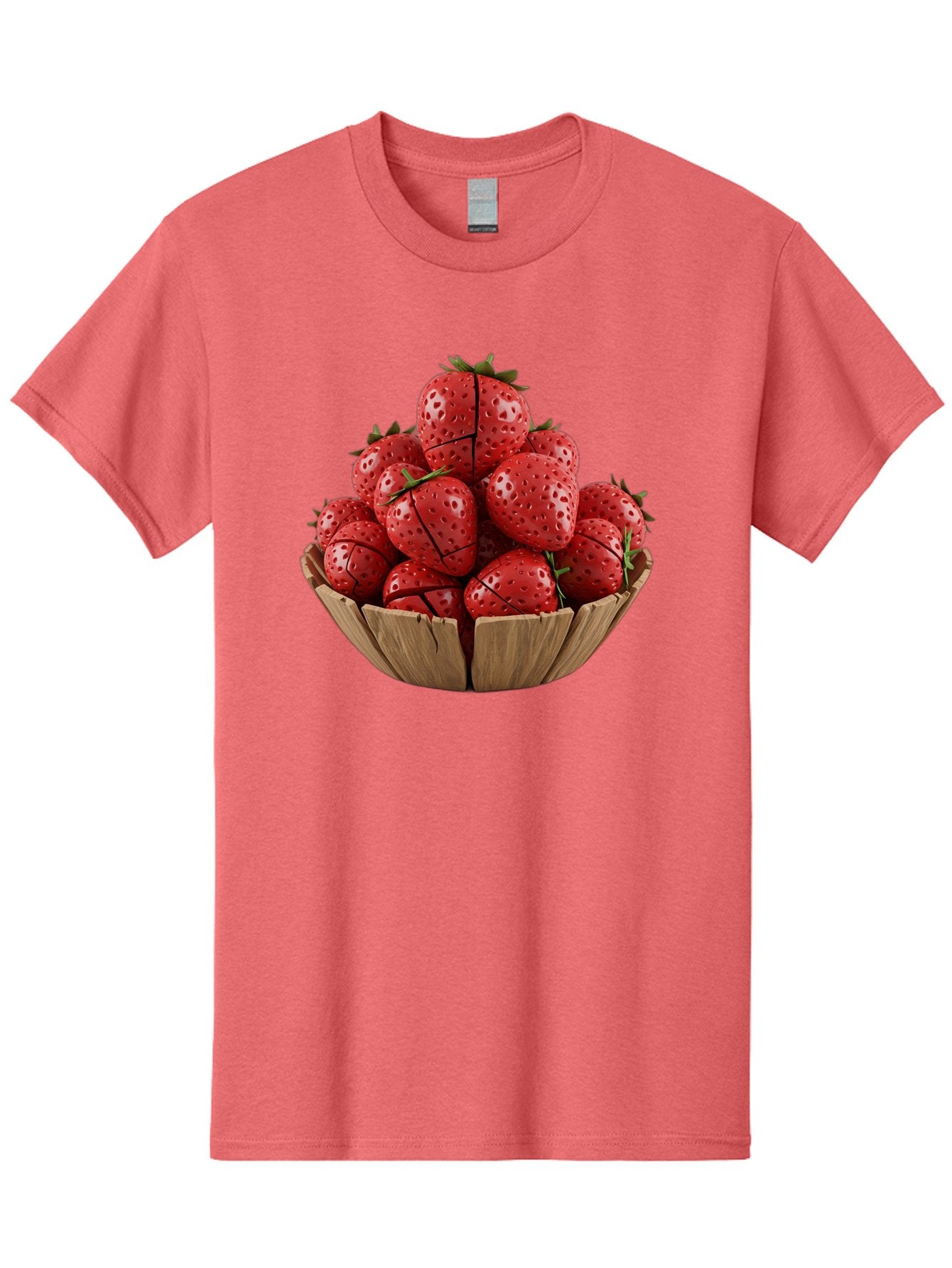 Strawberries-3 Men'S Graphic Tee, 100% Cotton, Comfortable Casual Summer Wear, Machine Washable, Fresh Strawberries, Ripe Fruit, Sweet Treats, Healthy Snack, Red Berries, Green Leaves, Eco-Friendly Packaging, Paper Bowl, Cut Strawberries, Bac458