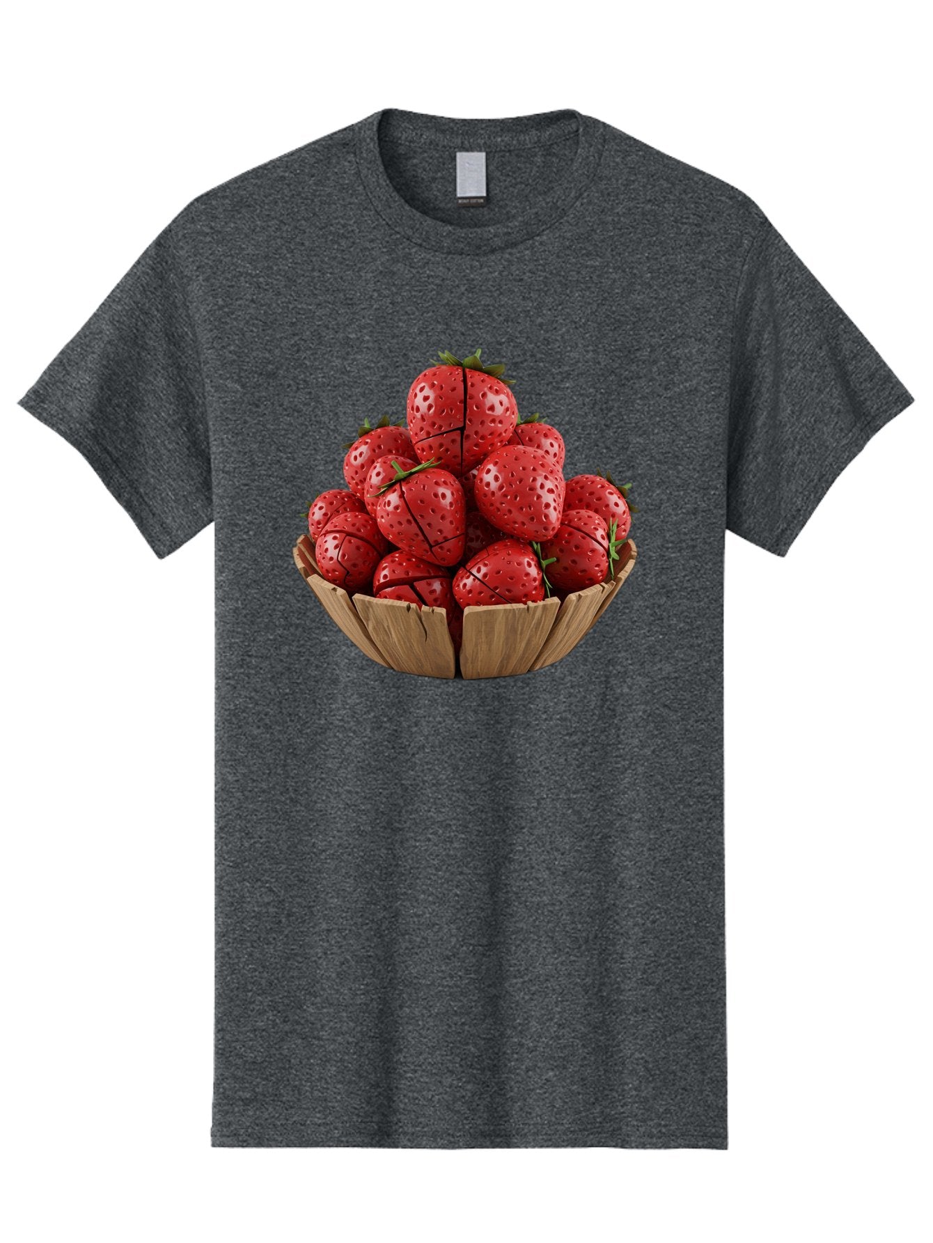 Strawberries-3 Men'S Graphic Tee, 100% Cotton, Comfortable Casual Summer Wear, Machine Washable, Fresh Strawberries, Ripe Fruit, Sweet Treats, Healthy Snack, Red Berries, Green Leaves, Eco-Friendly Packaging, Paper Bowl, Cut Strawberries, Bac458 10