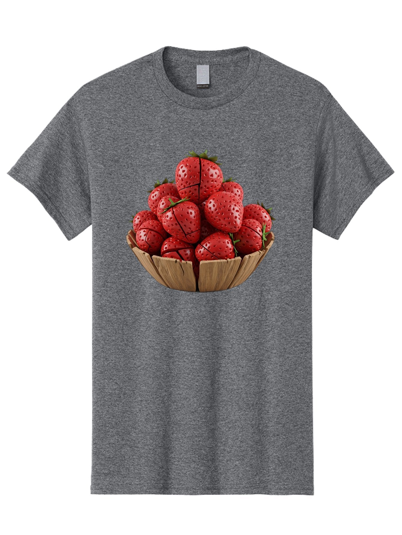Strawberries-3 Men'S Graphic Tee, 100% Cotton, Comfortable Casual Summer Wear, Machine Washable, Fresh Strawberries, Ripe Fruit, Sweet Treats, Healthy Snack, Red Berries, Green Leaves, Eco-Friendly Packaging, Paper Bowl, Cut Strawberries, Bac458