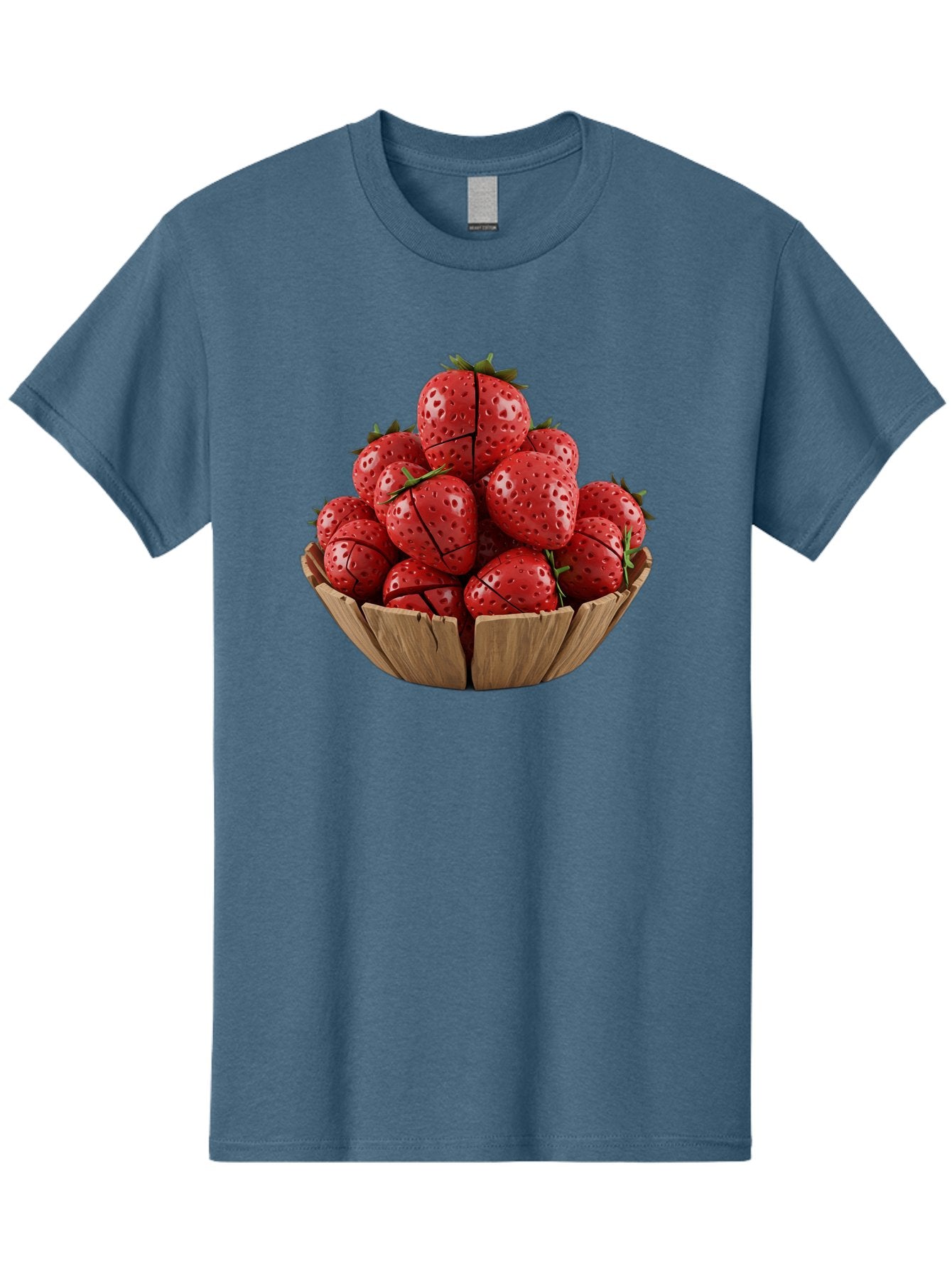 Strawberries-3 Men'S Graphic Tee, 100% Cotton, Comfortable Casual Summer Wear, Machine Washable, Fresh Strawberries, Ripe Fruit, Sweet Treats, Healthy Snack, Red Berries, Green Leaves, Eco-Friendly Packaging, Paper Bowl, Cut Strawberries, Bac458 3