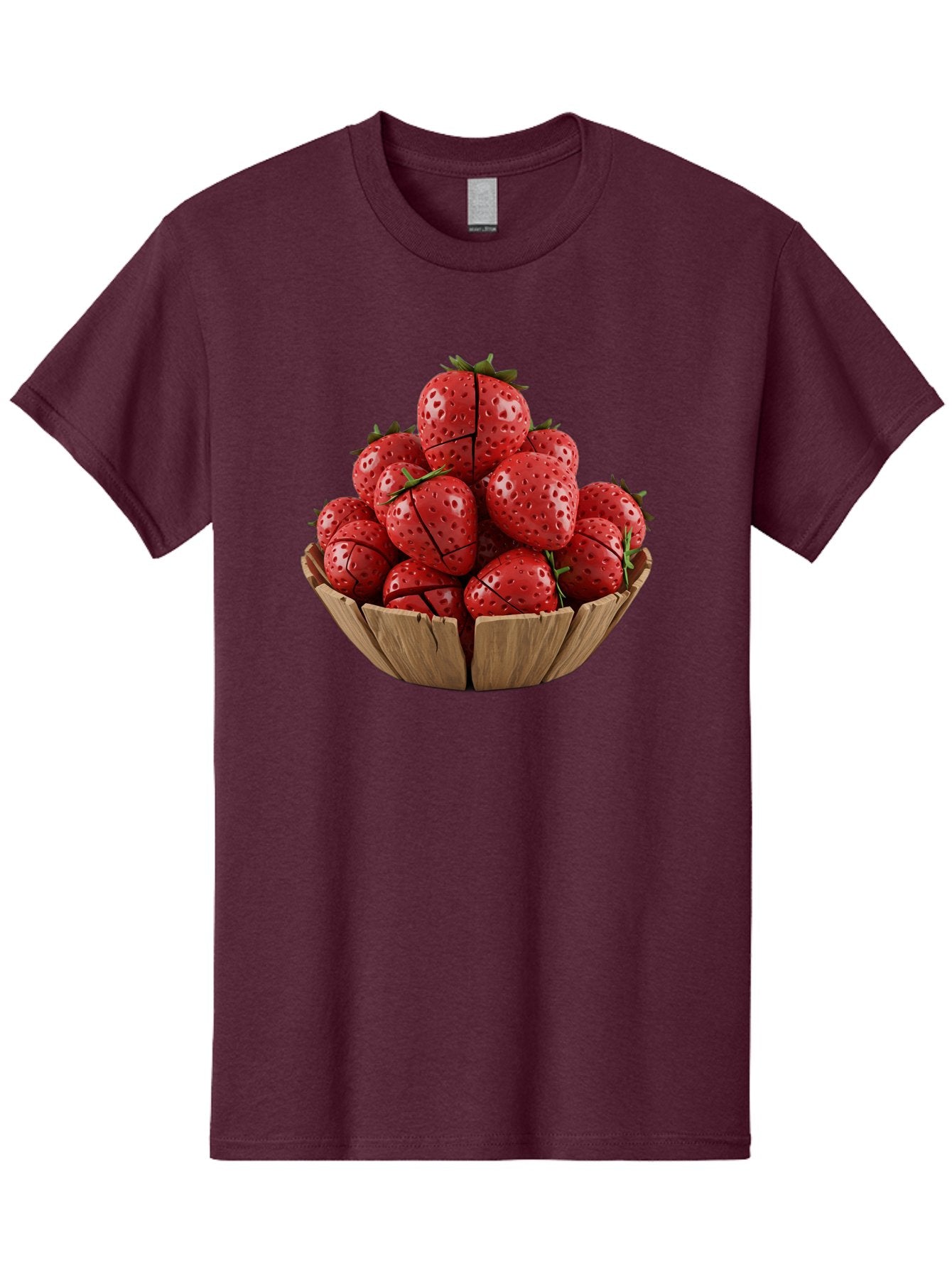 Strawberries-3 Men'S Graphic Tee, 100% Cotton, Comfortable Casual Summer Wear, Machine Washable, Fresh Strawberries, Ripe Fruit, Sweet Treats, Healthy Snack, Red Berries, Green Leaves, Eco-Friendly Packaging, Paper Bowl, Cut Strawberries, Bac458 11