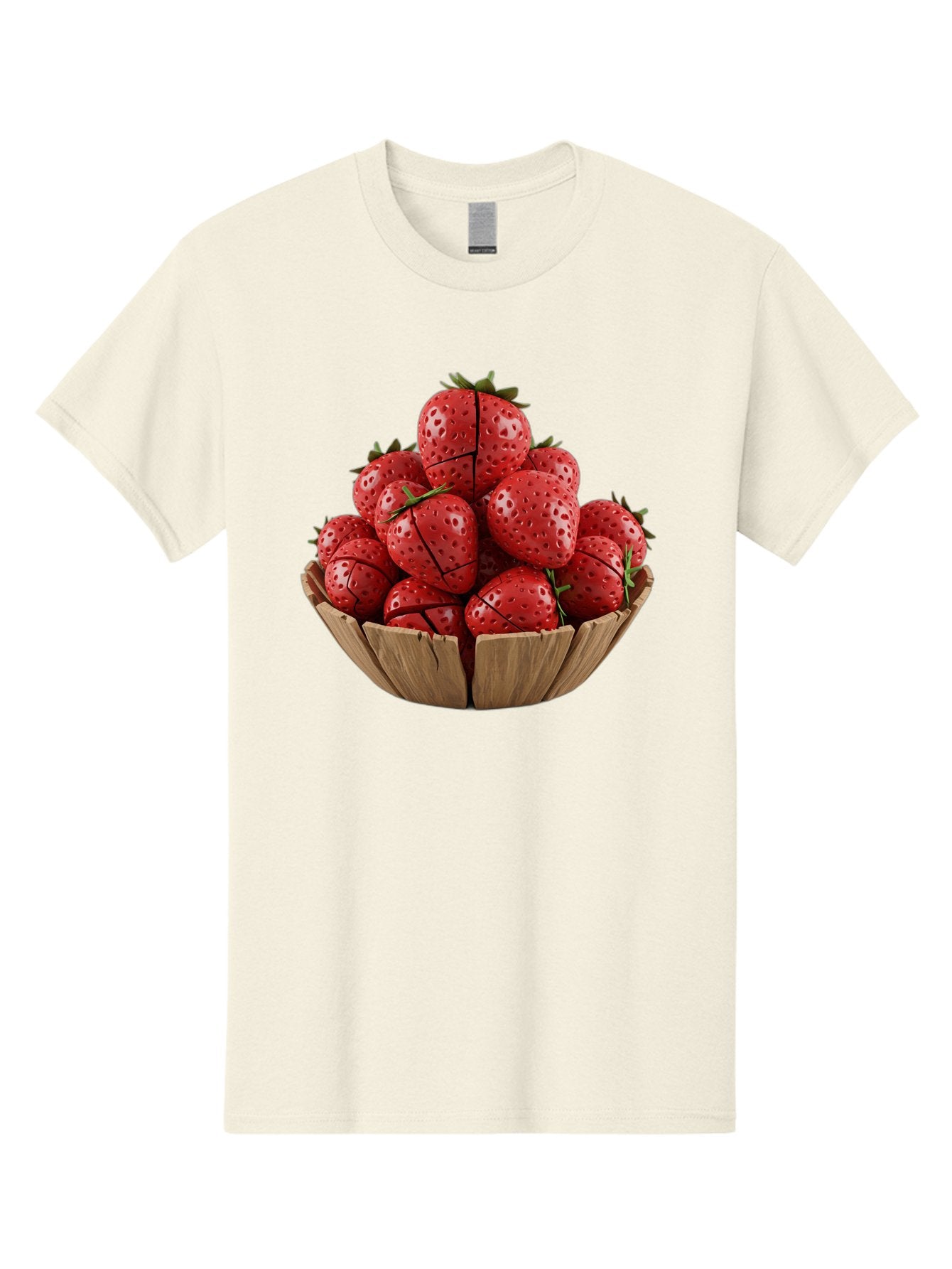 Strawberries-3 Men'S Graphic Tee, 100% Cotton, Comfortable Casual Summer Wear, Machine Washable, Fresh Strawberries, Ripe Fruit, Sweet Treats, Healthy Snack, Red Berries, Green Leaves, Eco-Friendly Packaging, Paper Bowl, Cut Strawberries, Bac458 4