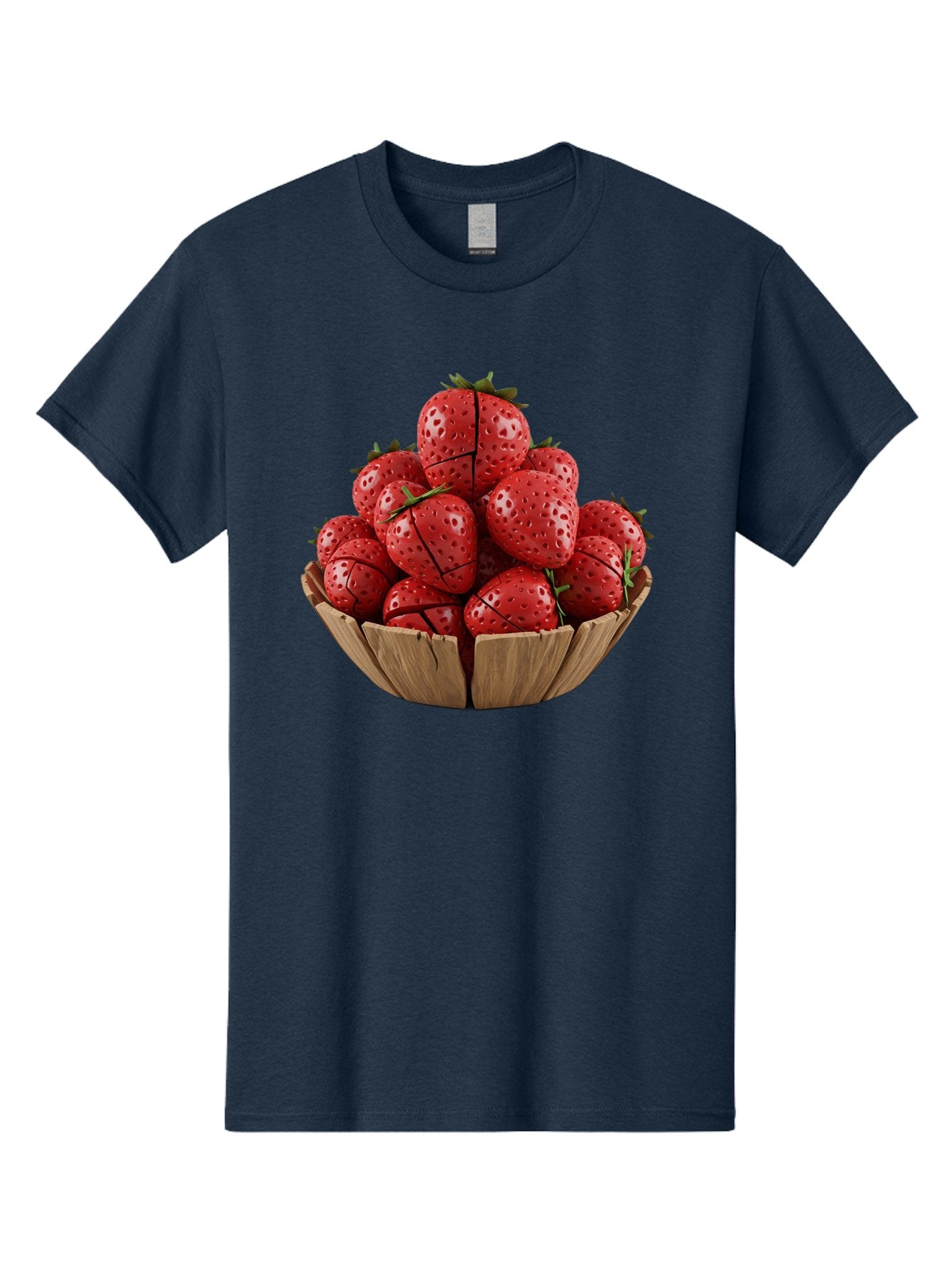 Strawberries-3 Men'S Graphic Tee, 100% Cotton, Comfortable Casual Summer Wear, Machine Washable, Fresh Strawberries, Ripe Fruit, Sweet Treats, Healthy Snack, Red Berries, Green Leaves, Eco-Friendly Packaging, Paper Bowl, Cut Strawberries, Bac458 8