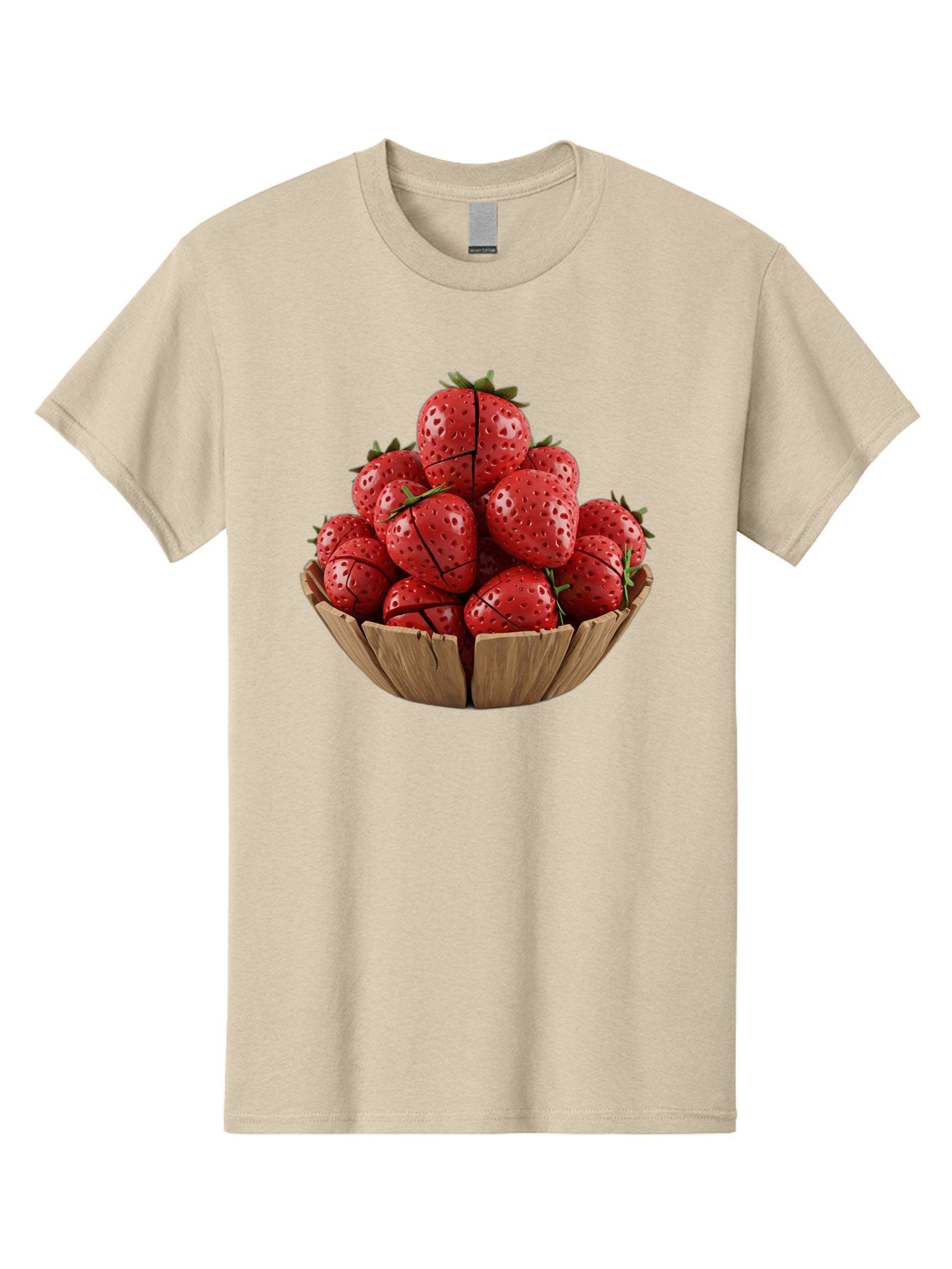 Strawberries-3 Men'S Graphic Tee, 100% Cotton, Comfortable Casual Summer Wear, Machine Washable, Fresh Strawberries, Ripe Fruit, Sweet Treats, Healthy Snack, Red Berries, Green Leaves, Eco-Friendly Packaging, Paper Bowl, Cut Strawberries, Bac458 9