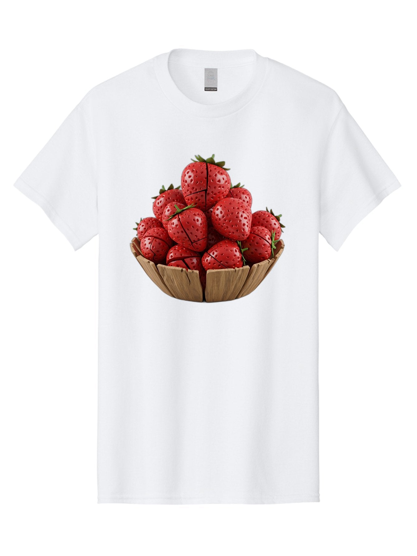 Strawberries-3 Men'S Graphic Tee, 100% Cotton, Comfortable Casual Summer Wear, Machine Washable, Fresh Strawberries, Ripe Fruit, Sweet Treats, Healthy Snack, Red Berries, Green Leaves, Eco-Friendly Packaging, Paper Bowl, Cut Strawberries, Bac458 12