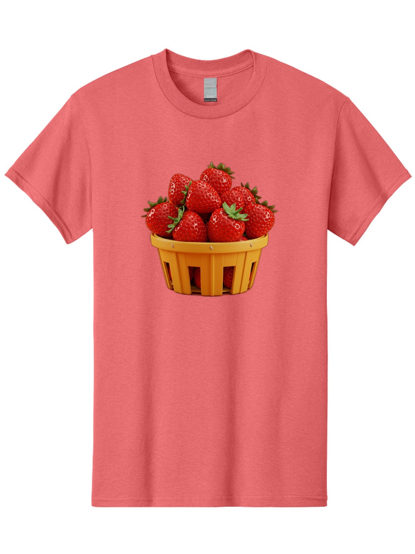 Strawberries-In-A-Yellow-Basket Men'S Graphic Tee, 100% Cotton, Comfortable Casual Summer Wear, Machine Washable, Basket Of Strawberries, Fresh Strawberries, Ripe Strawberries, Summer Fruits, Healthy Snack, Vibrant Red Strawberries, Bac459 14