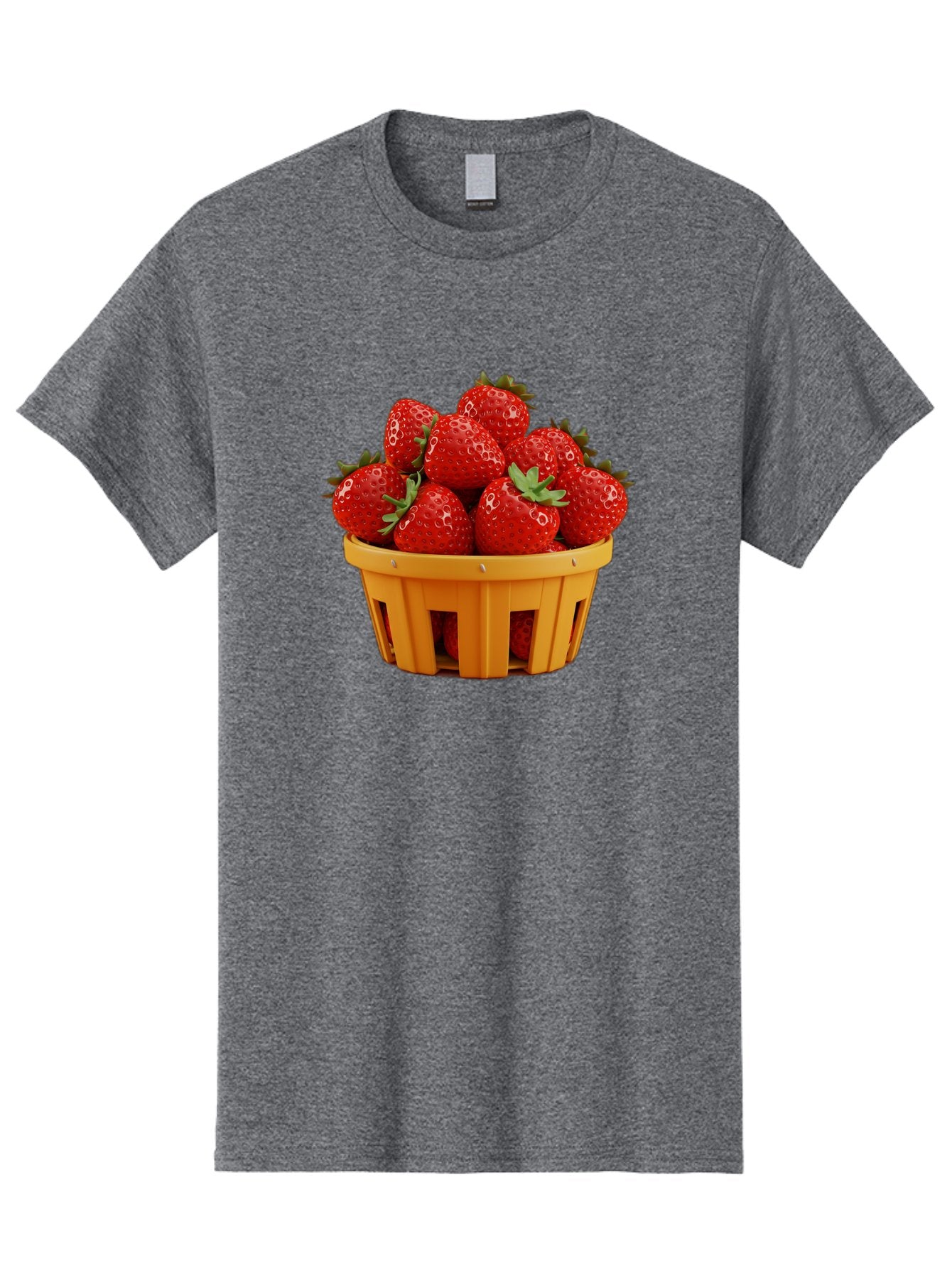 Strawberries-In-A-Yellow-Basket Men'S Graphic Tee, 100% Cotton, Comfortable Casual Summer Wear, Machine Washable, Basket Of Strawberries, Fresh Strawberries, Ripe Strawberries, Summer Fruits, Healthy Snack, Vibrant Red Strawberries, Bac459 11